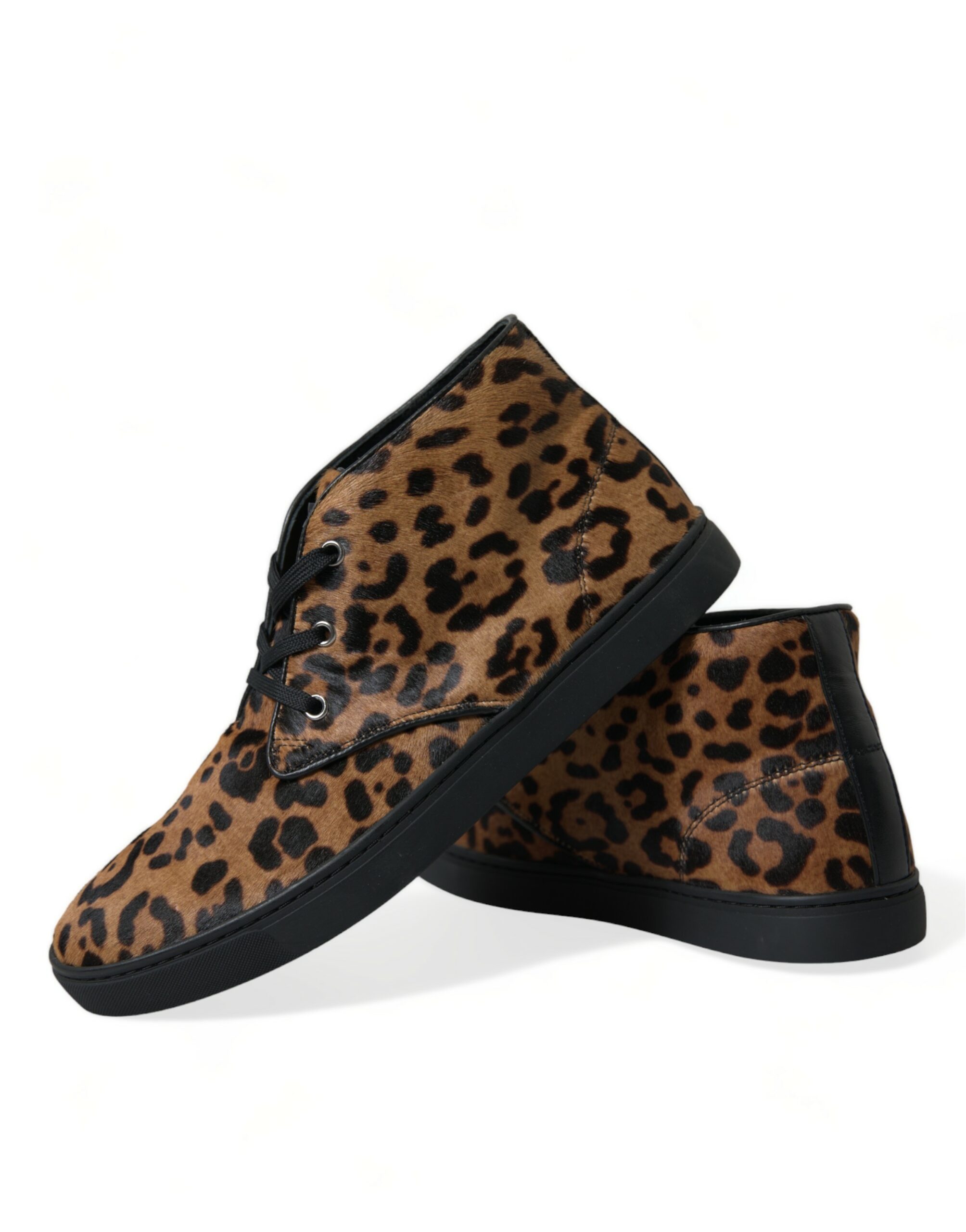 Dolce & Gabbana Brown Leopard Pony Hair Leather Sneakers Shoes - Image 7