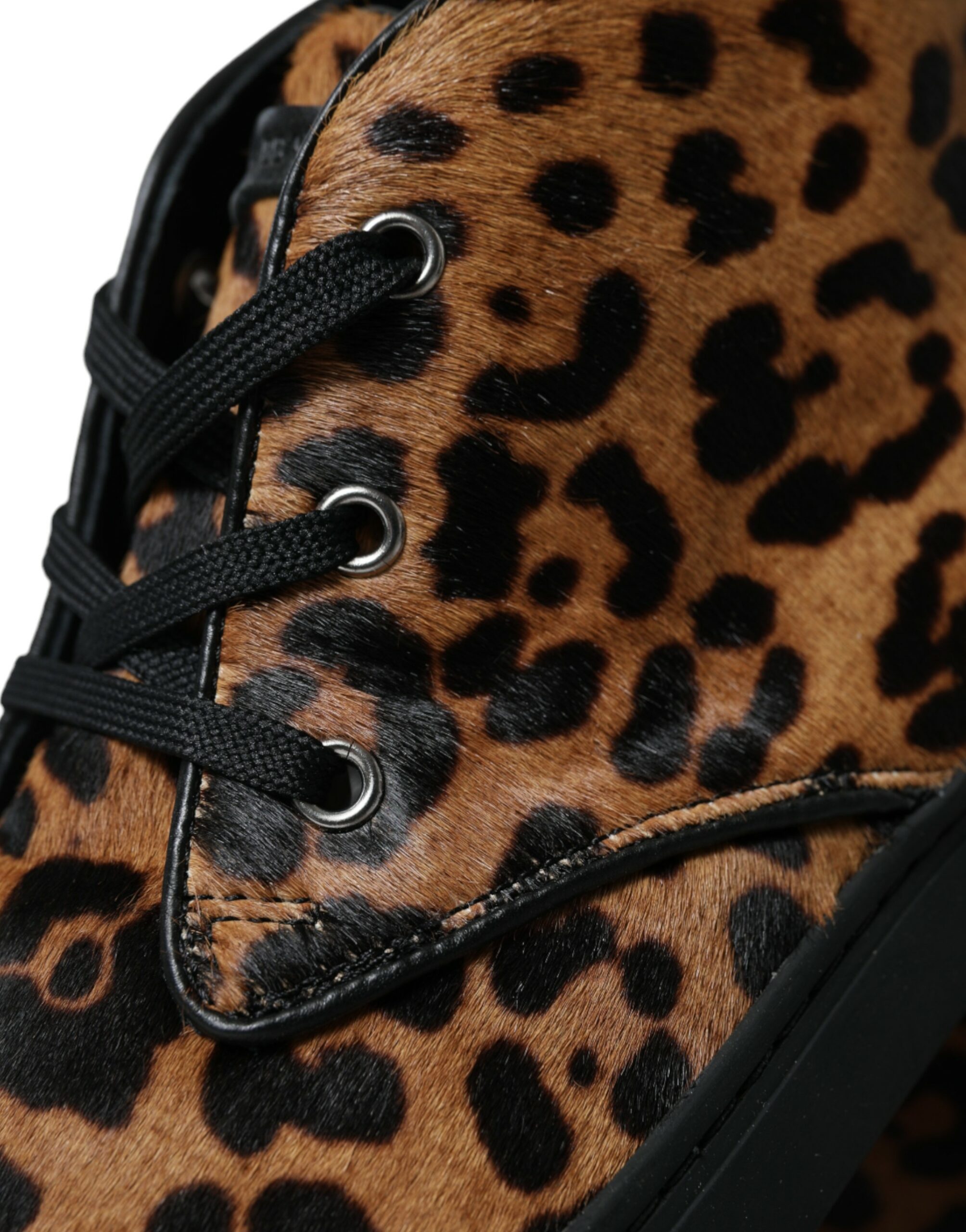 Dolce & Gabbana Brown Leopard Pony Hair Leather Sneakers Shoes - Image 8