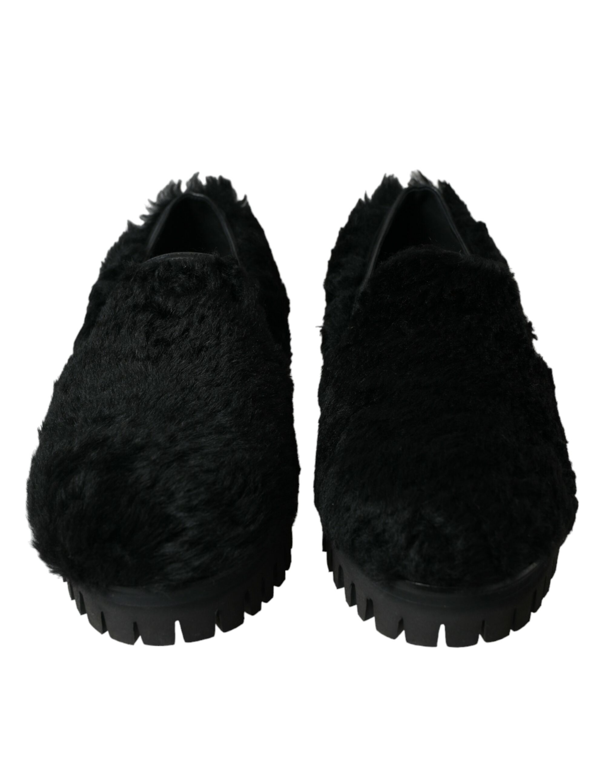 Dolce & Gabbana Black Fur Leather Slippers Dress Shoes - Image 2