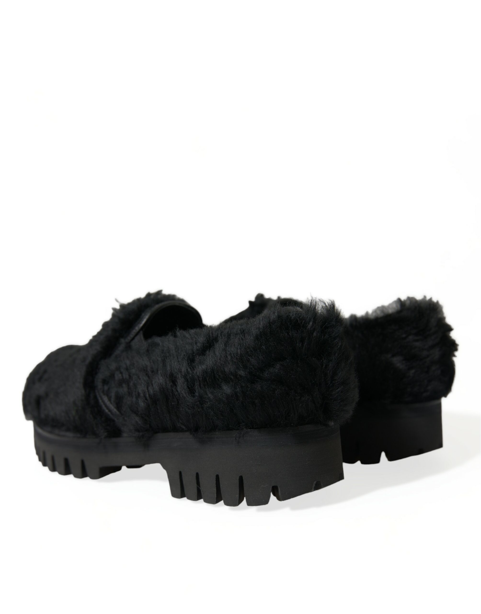 Dolce & Gabbana Black Fur Leather Slippers Dress Shoes - Image 4