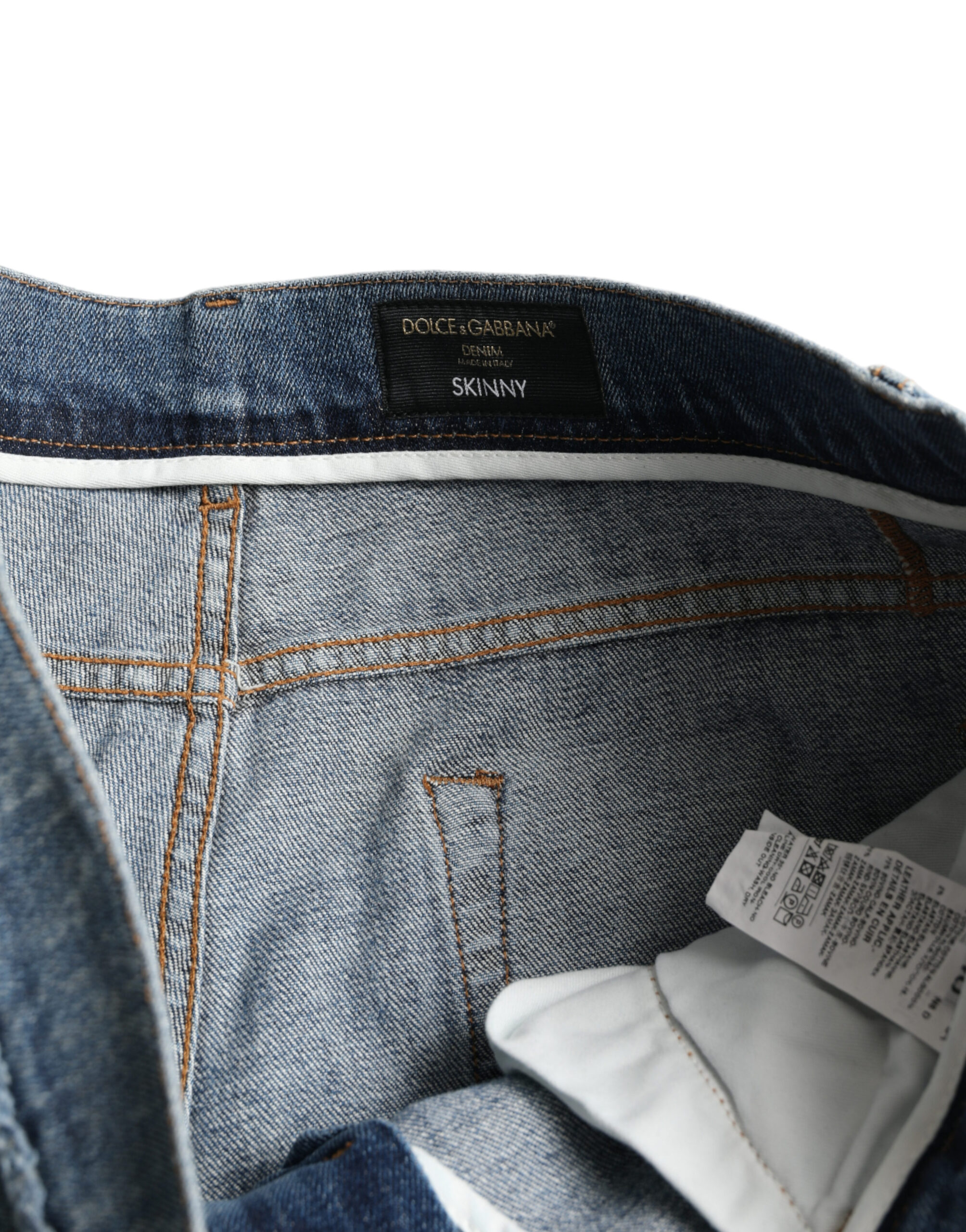 Dolce & Gabbana Blue Washed Skinny Cotton Stretch Denim Jeans - Image 4