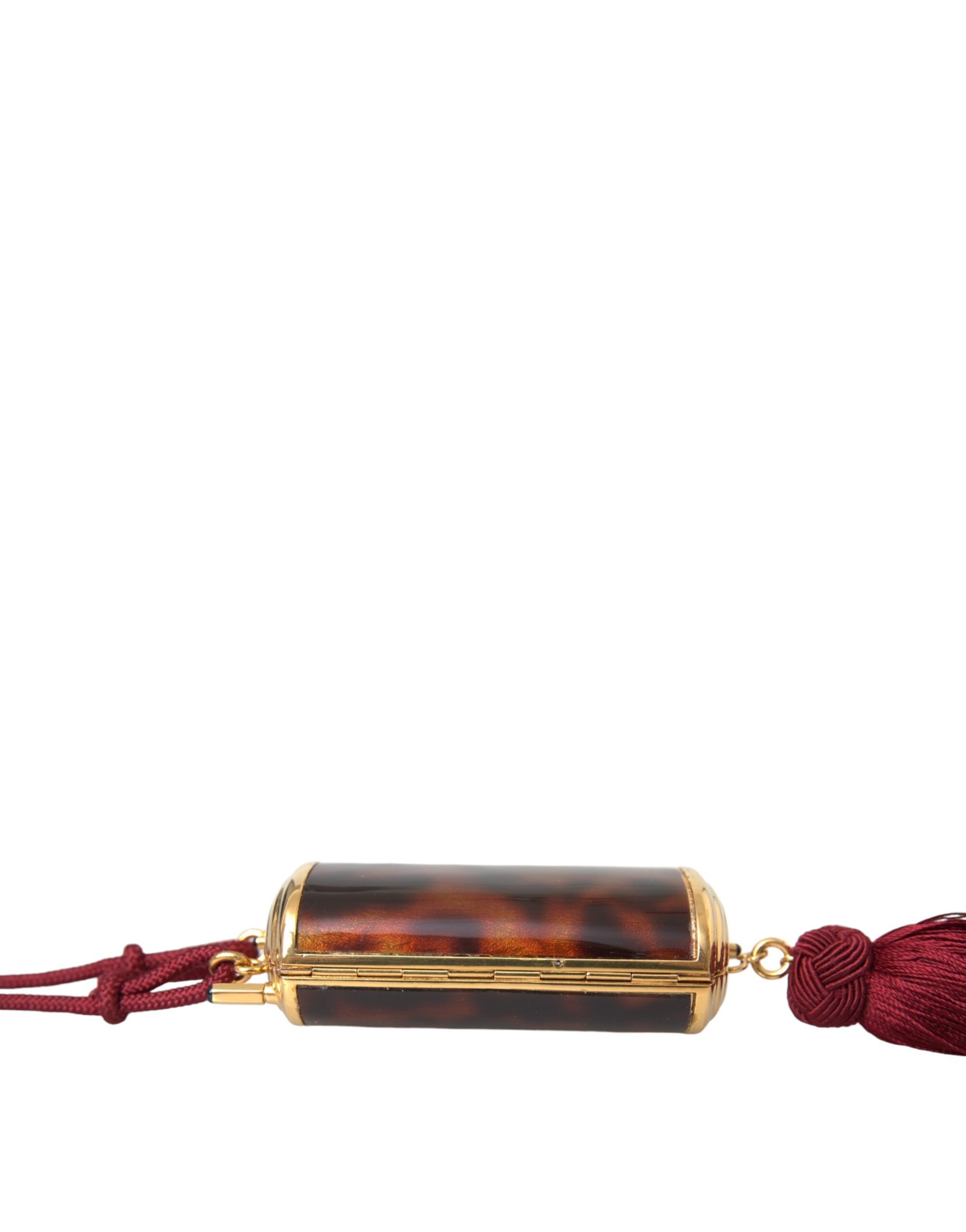 Dolce & Gabbana Brown Leopard Mini Mirror Tassel Make Up Holder Bag - Image 5