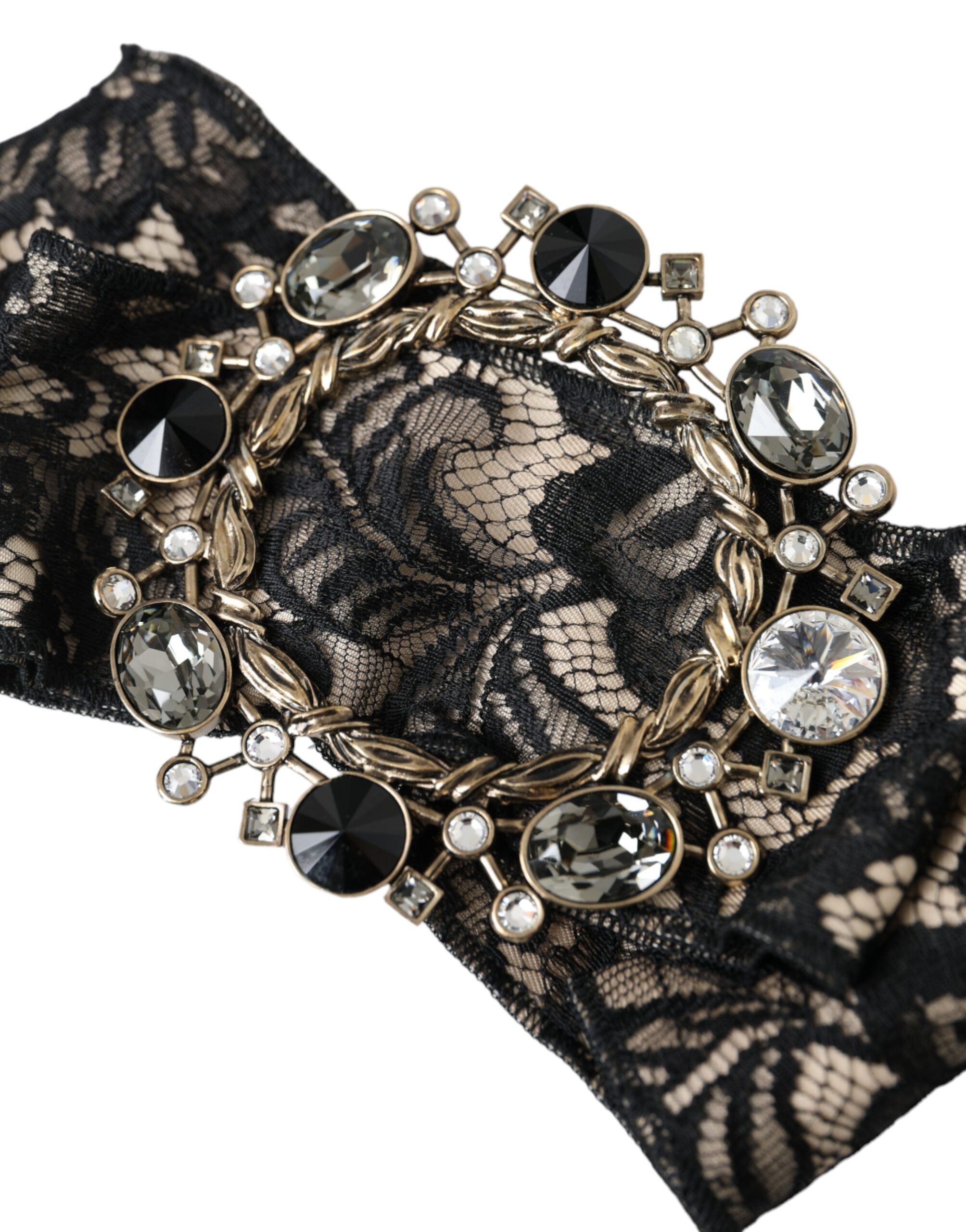 Dolce & Gabbana Black Lace Crystal Handmade Brooch Hair Pin - Image 2