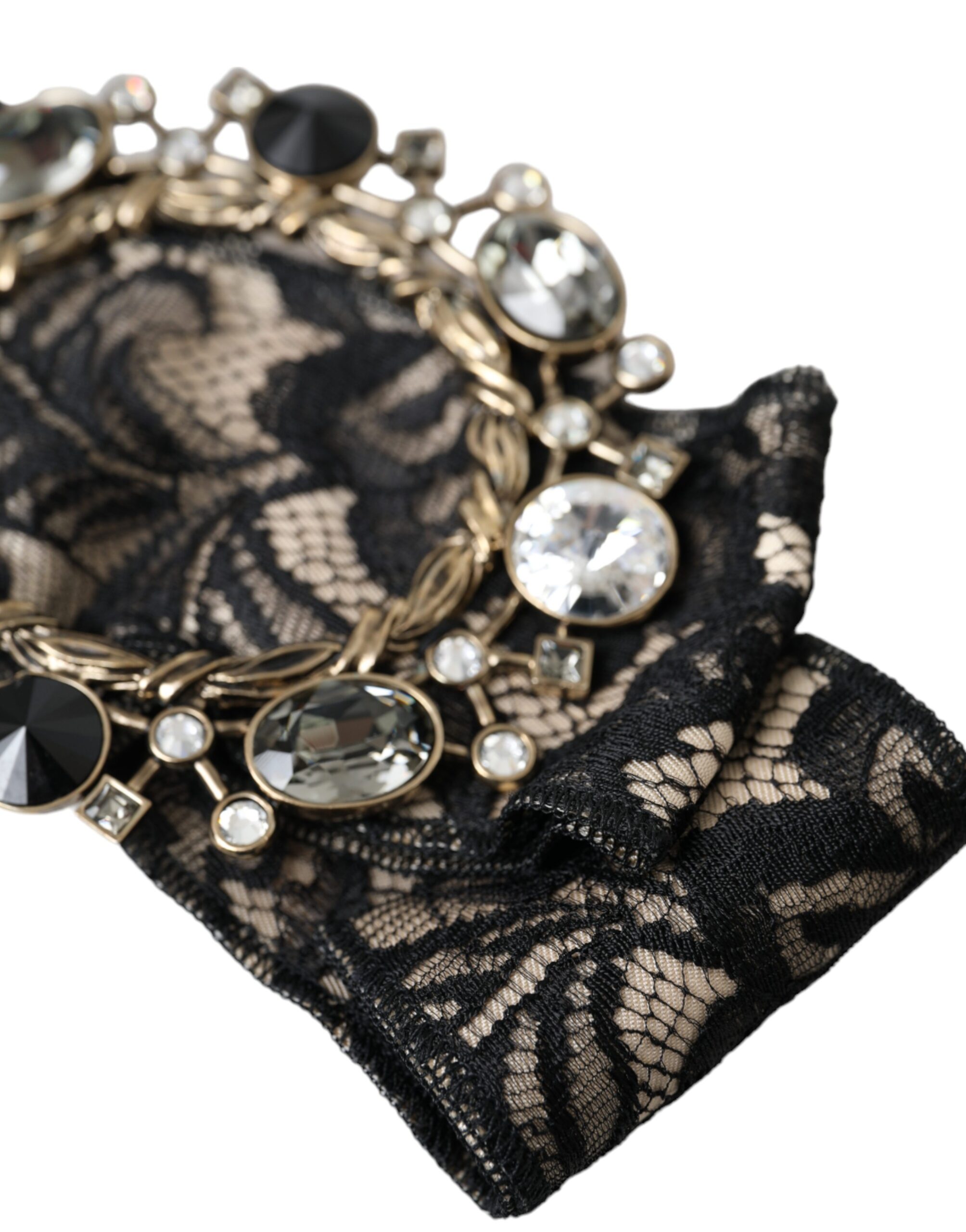 Dolce & Gabbana Black Lace Crystal Handmade Brooch Hair Pin - Image 4