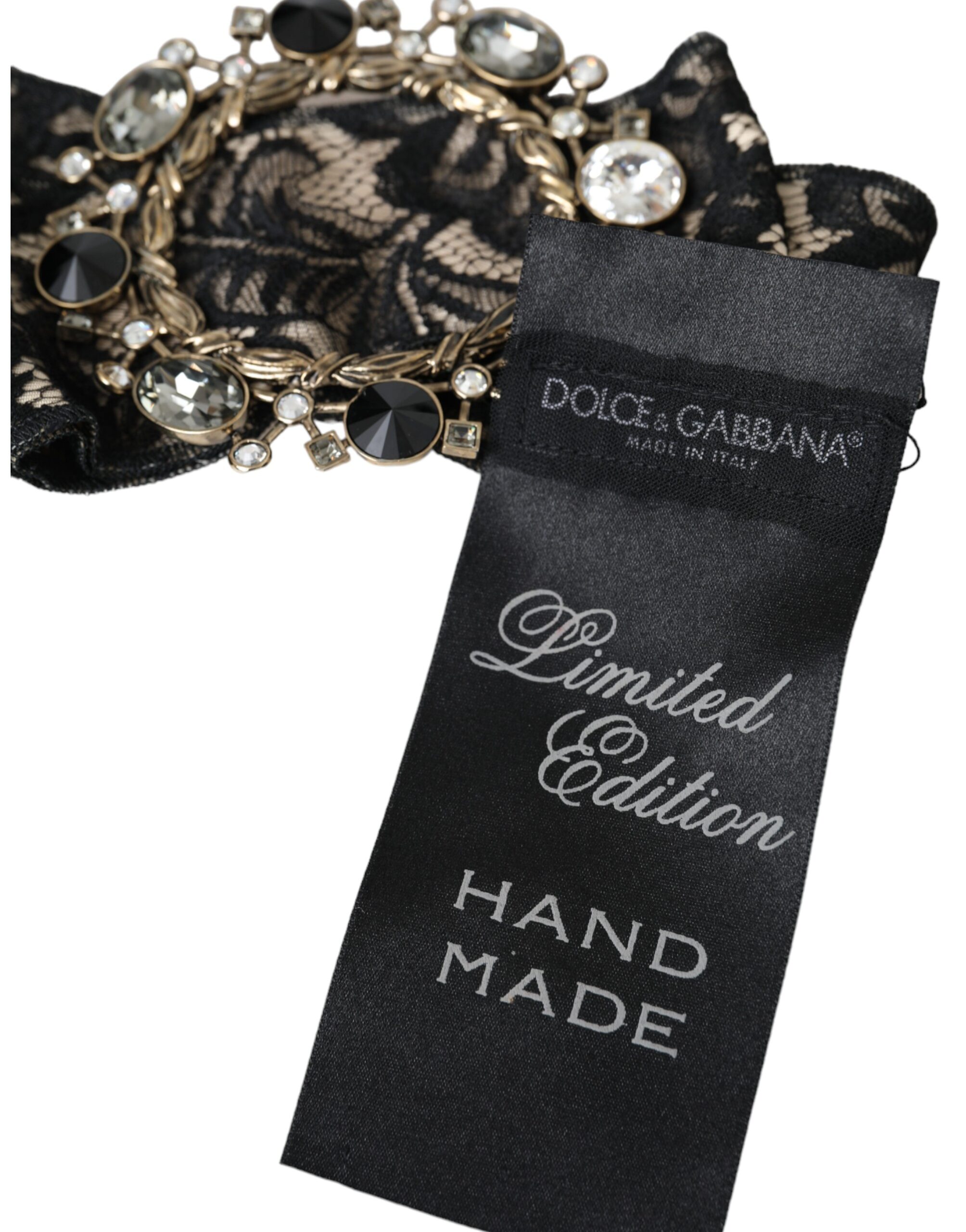 Dolce & Gabbana Black Lace Crystal Handmade Brooch Hair Pin - Image 6