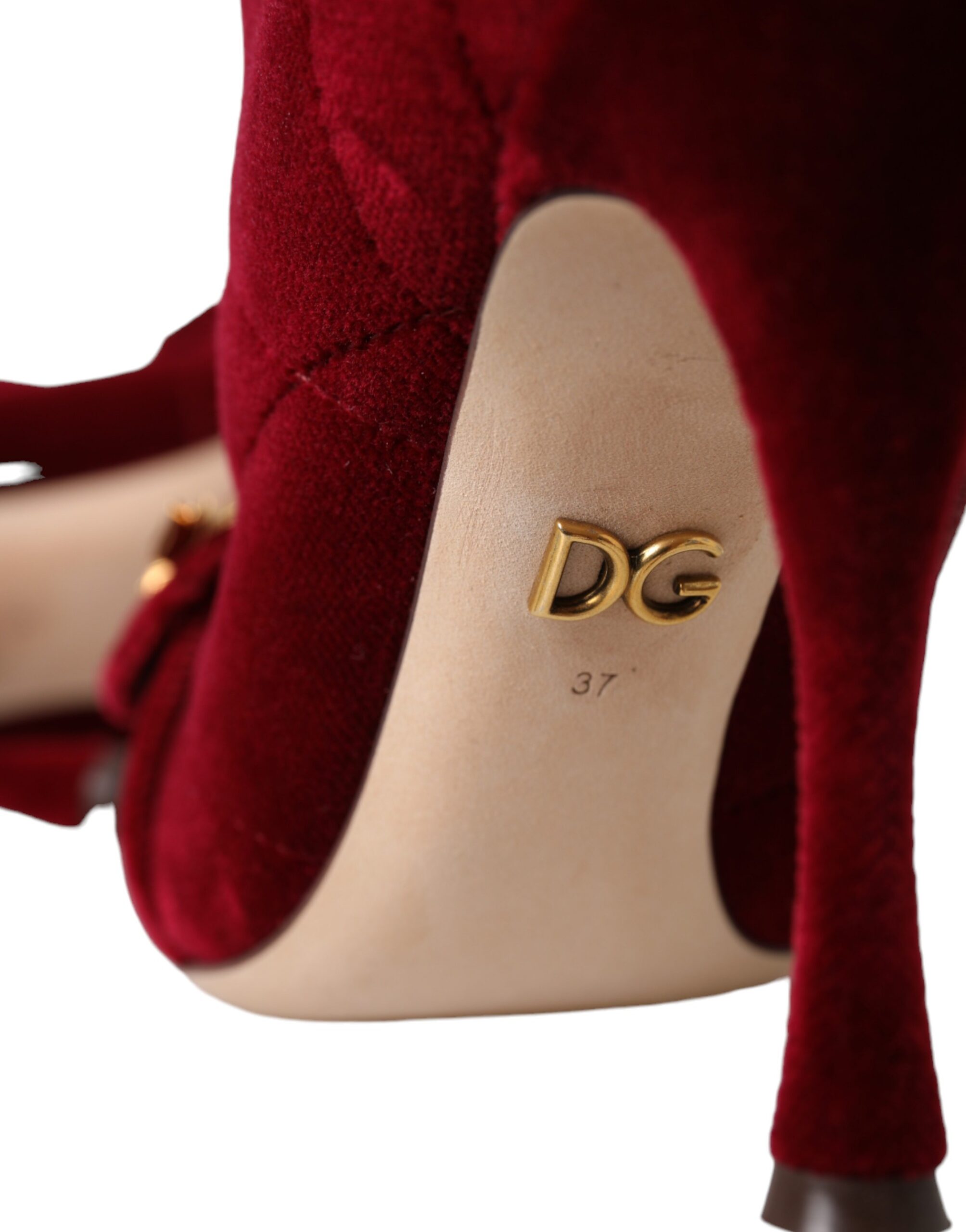 Dolce & Gabbana Dark Red Velvet Devotion Buckle Boots Shoes - Image 8