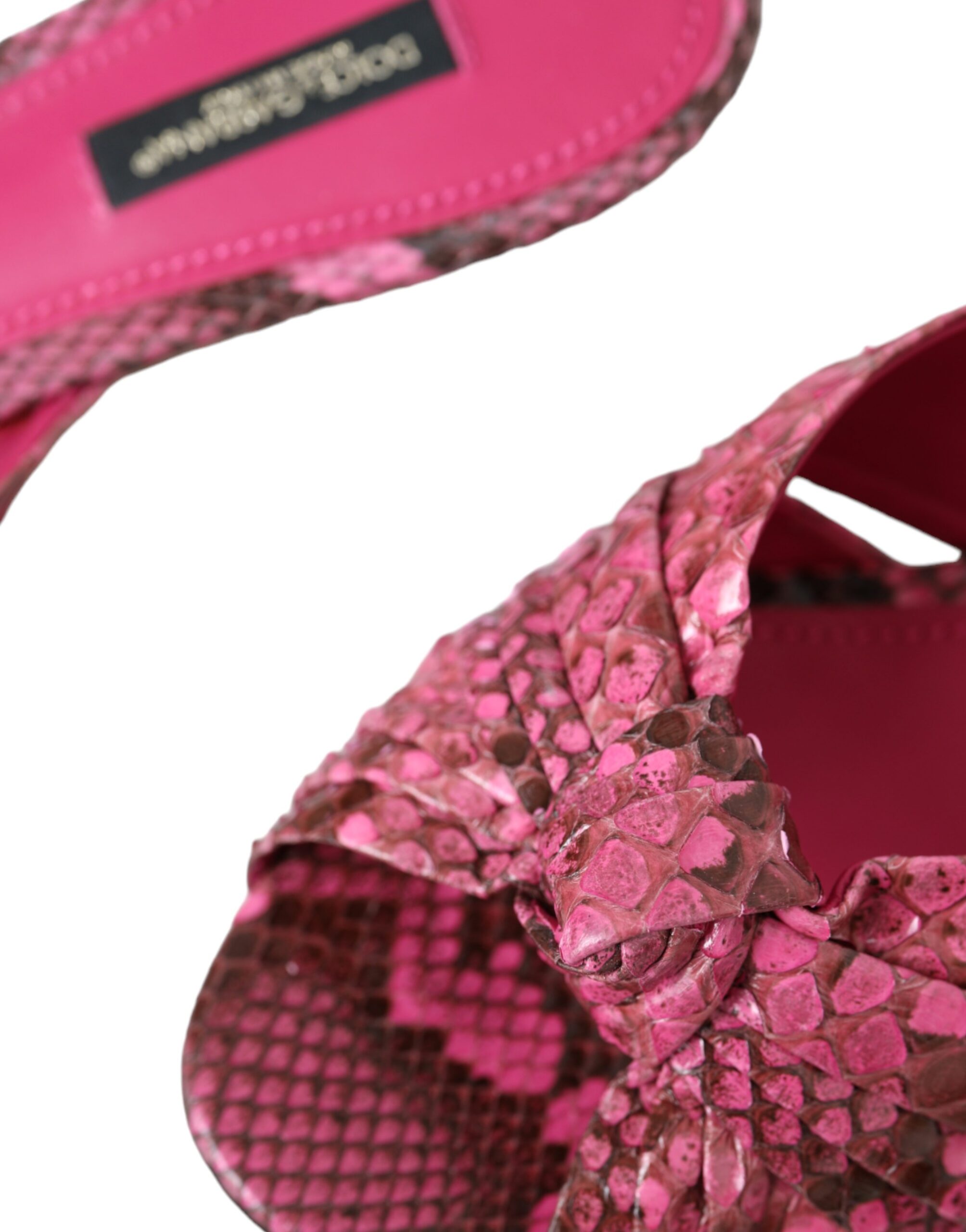 Dolce & Gabbana Pink Exotic Leather Kitten Heels Slides Shoes - Image 7