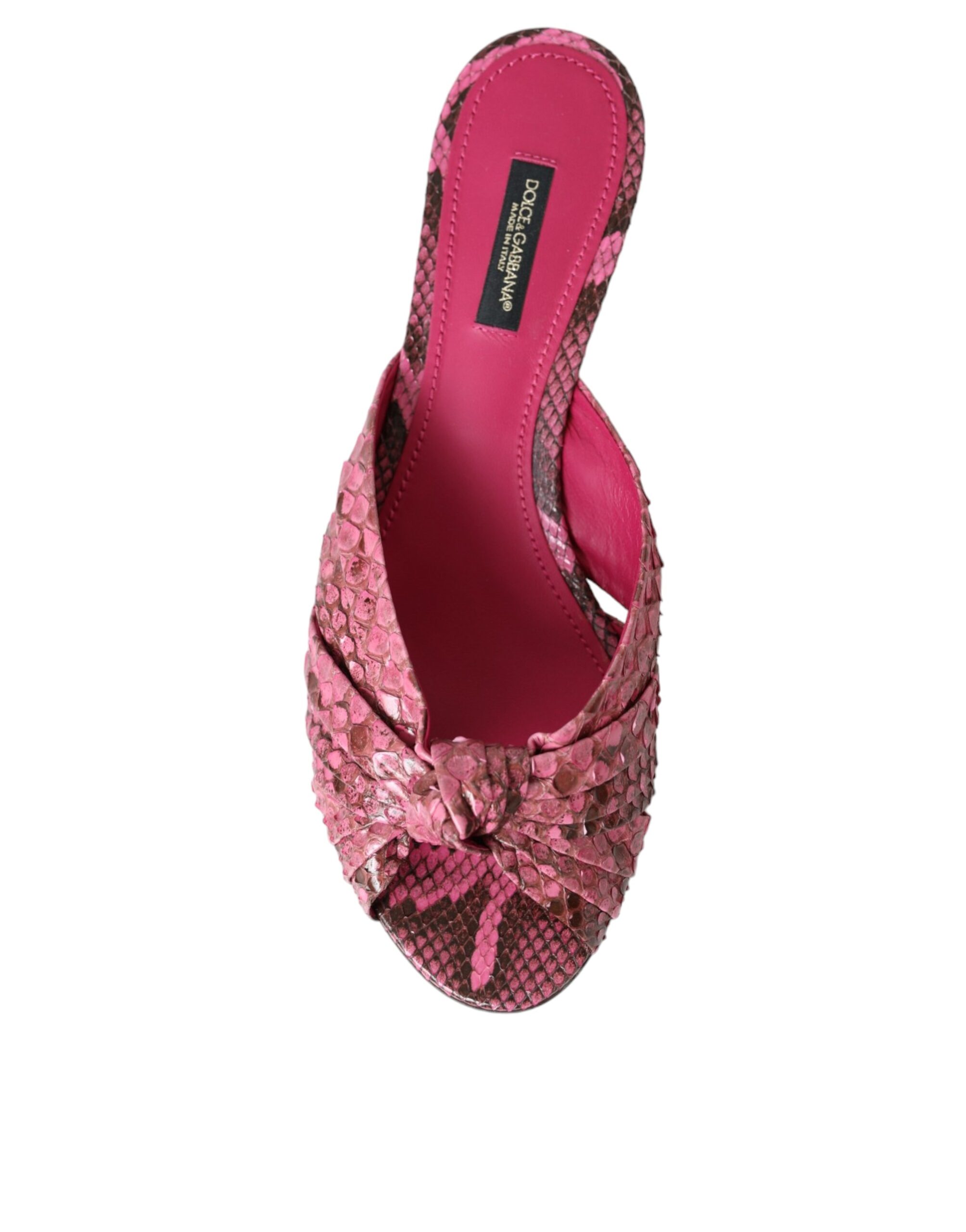 Dolce & Gabbana Pink Exotic Leather Kitten Heels Slides Shoes - Image 8