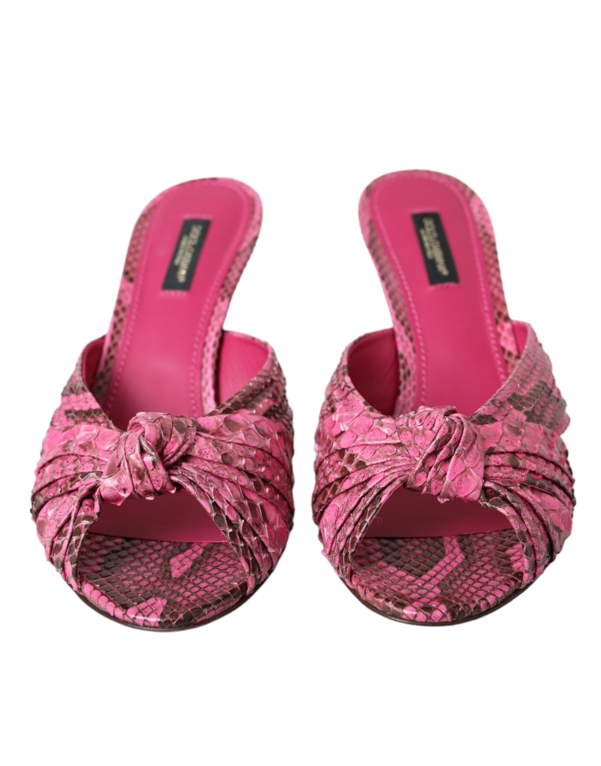 Dolce & Gabbana Pink Exotic Leather Kitten Heels Slides Shoes - Image 2