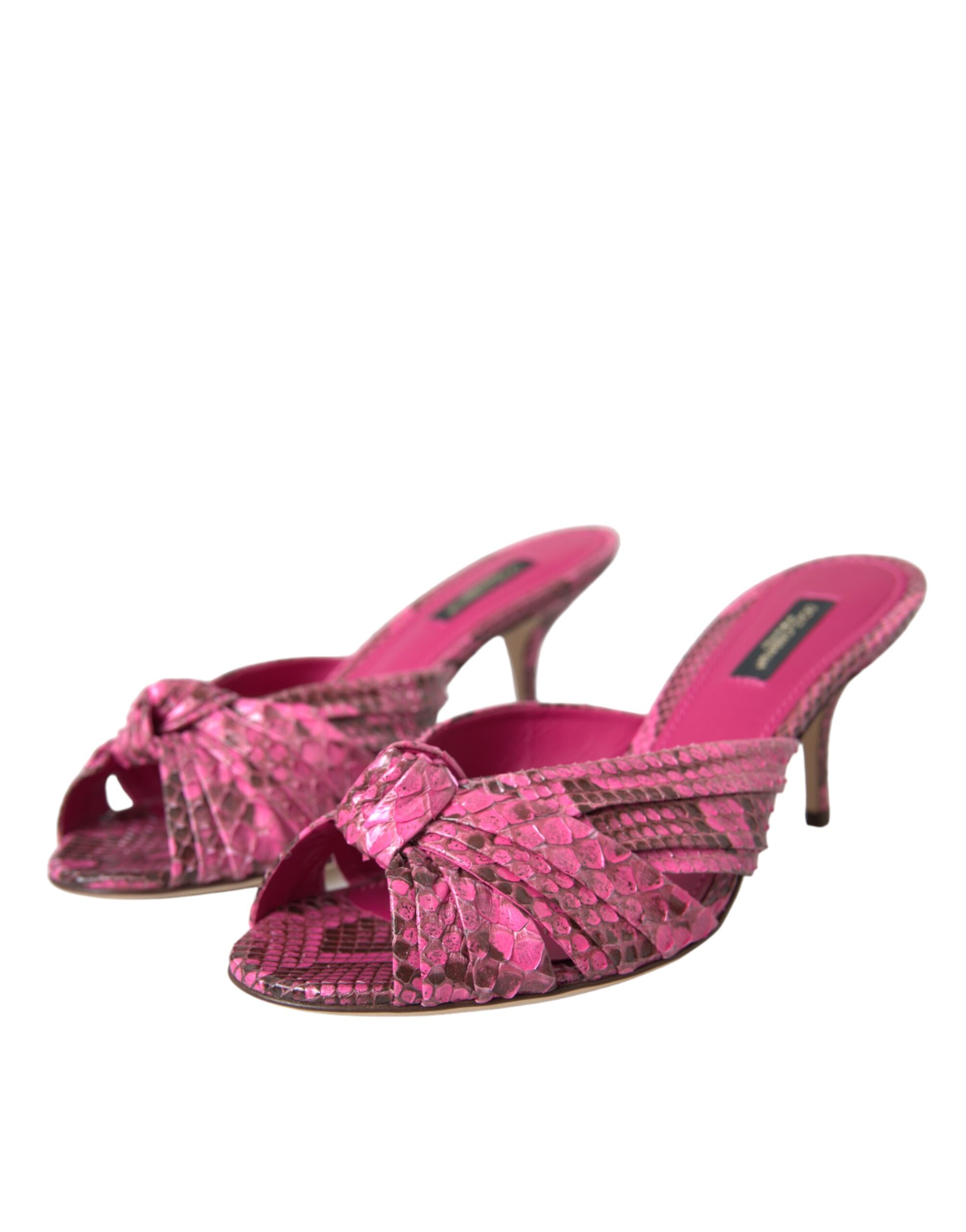 Dolce & Gabbana Pink Exotic Leather Kitten Heels Slides Shoes - Image 3