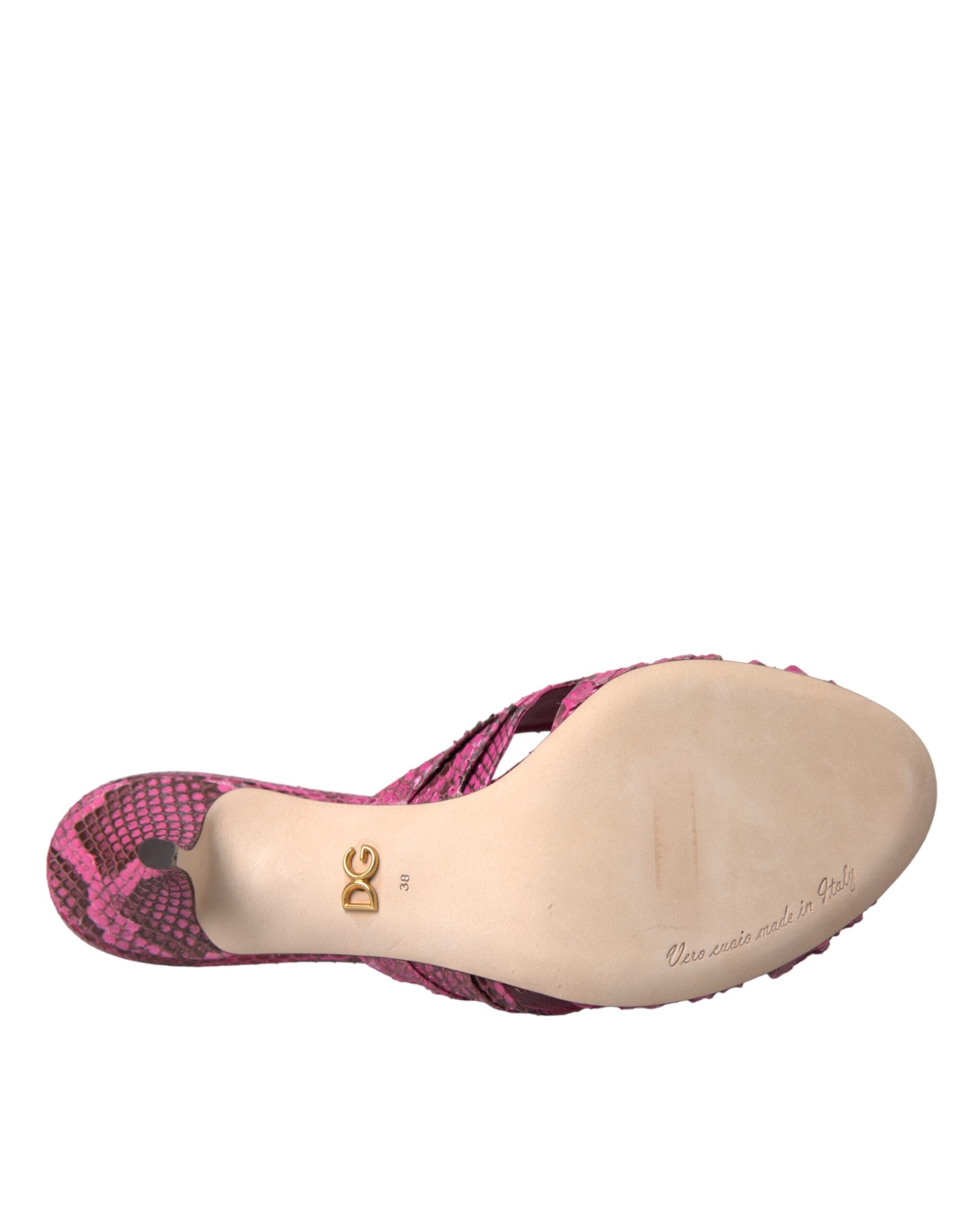 Dolce & Gabbana Pink Exotic Leather Kitten Heels Slides Shoes - Image 7