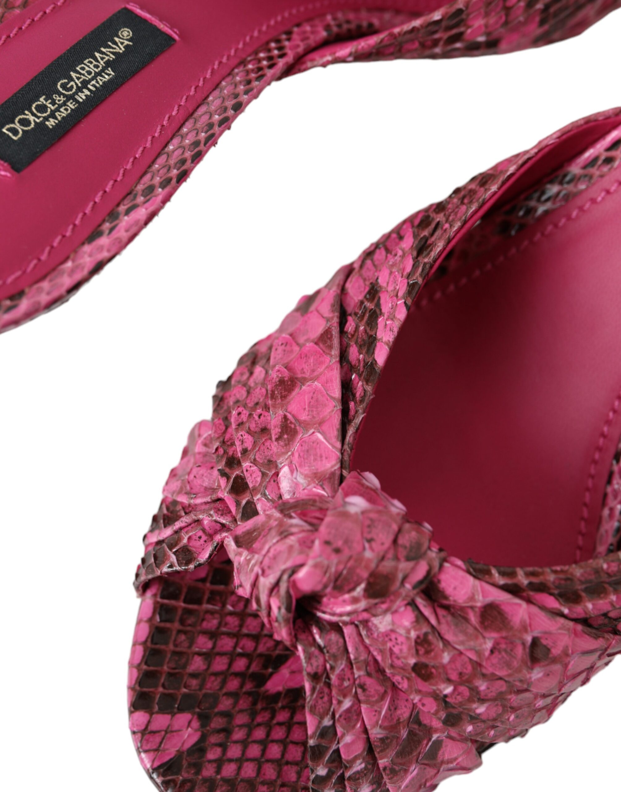 Dolce & Gabbana Pink Exotic Leather Kitten Heels Slides Shoes - Image 8