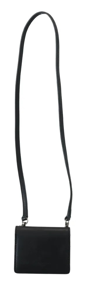 Dolce & Gabbana Black Leather Bifold Shoulder Sling Women Wallet - Image 4