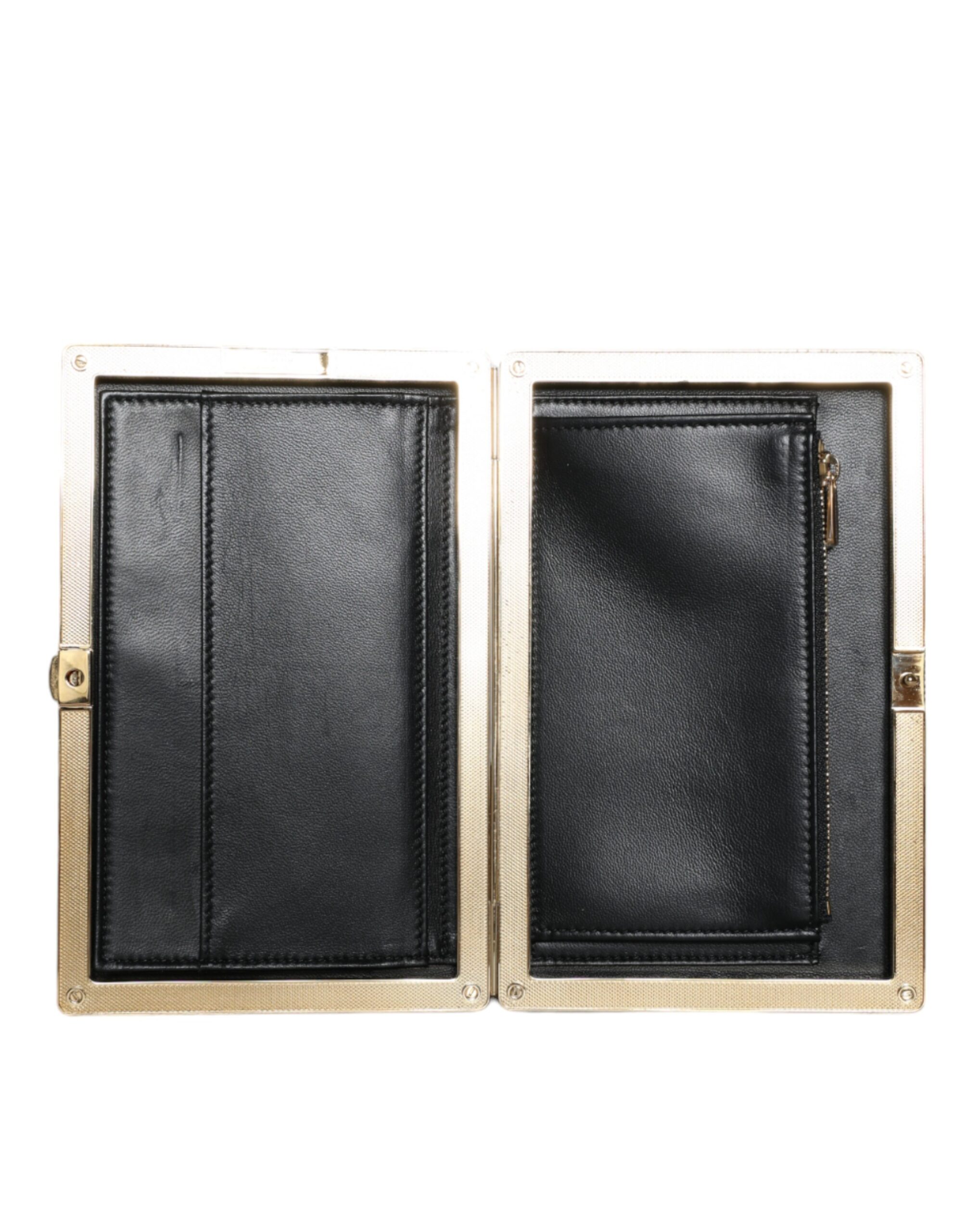 Dolce & Gabbana Black Velvet Gold Frame Clutch Evening Party Purse Bag - Image 8