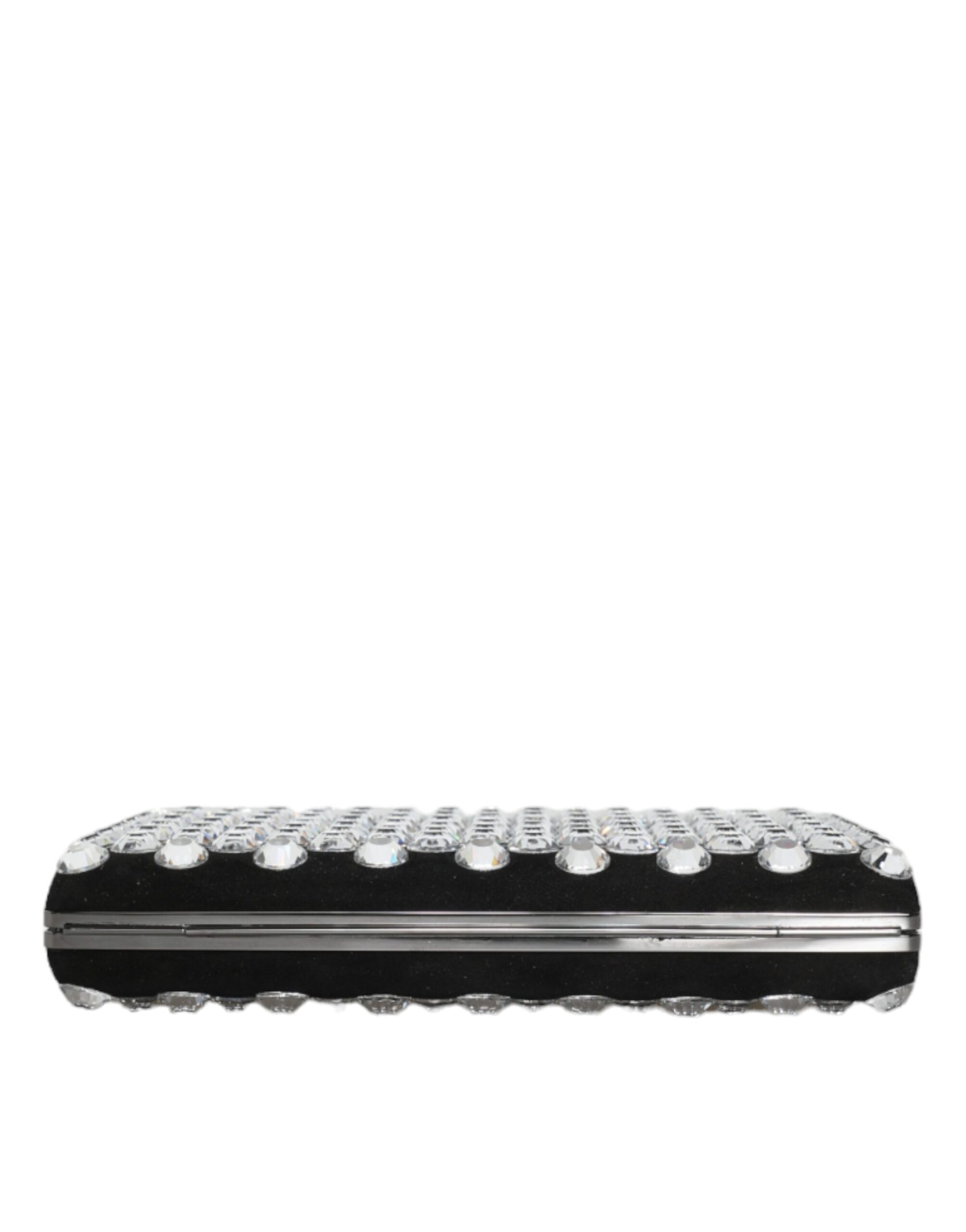 Dolce & Gabbana Black Velvet Crystal Clutch Evening Party Purse Bag - Image 6