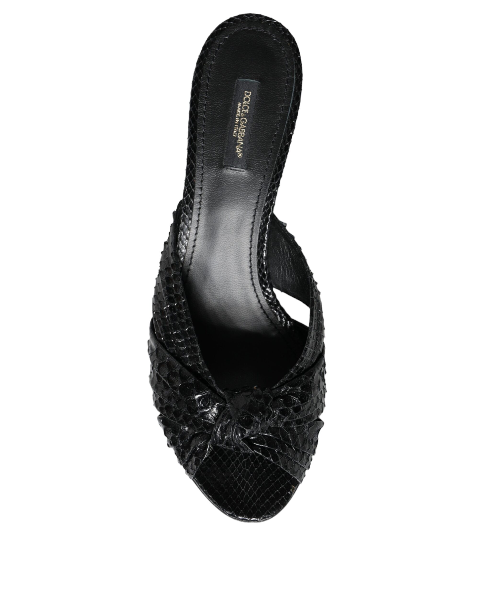 Dolce & Gabbana Black Leather Heels Slides Sandals Shoes - Image 8