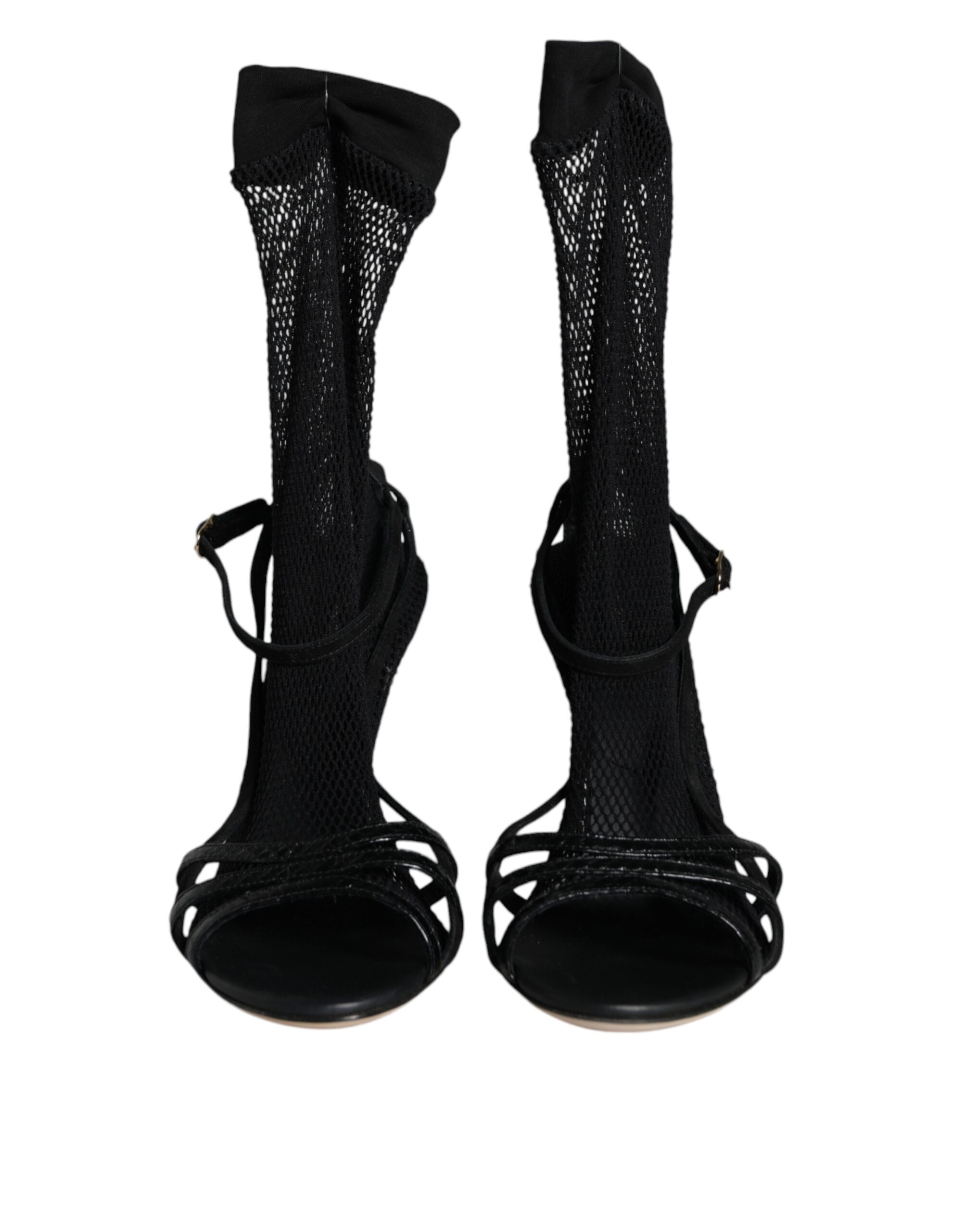 Dolce & Gabbana Black Mesh Stiletto Heels Sandals Shoes - Image 3