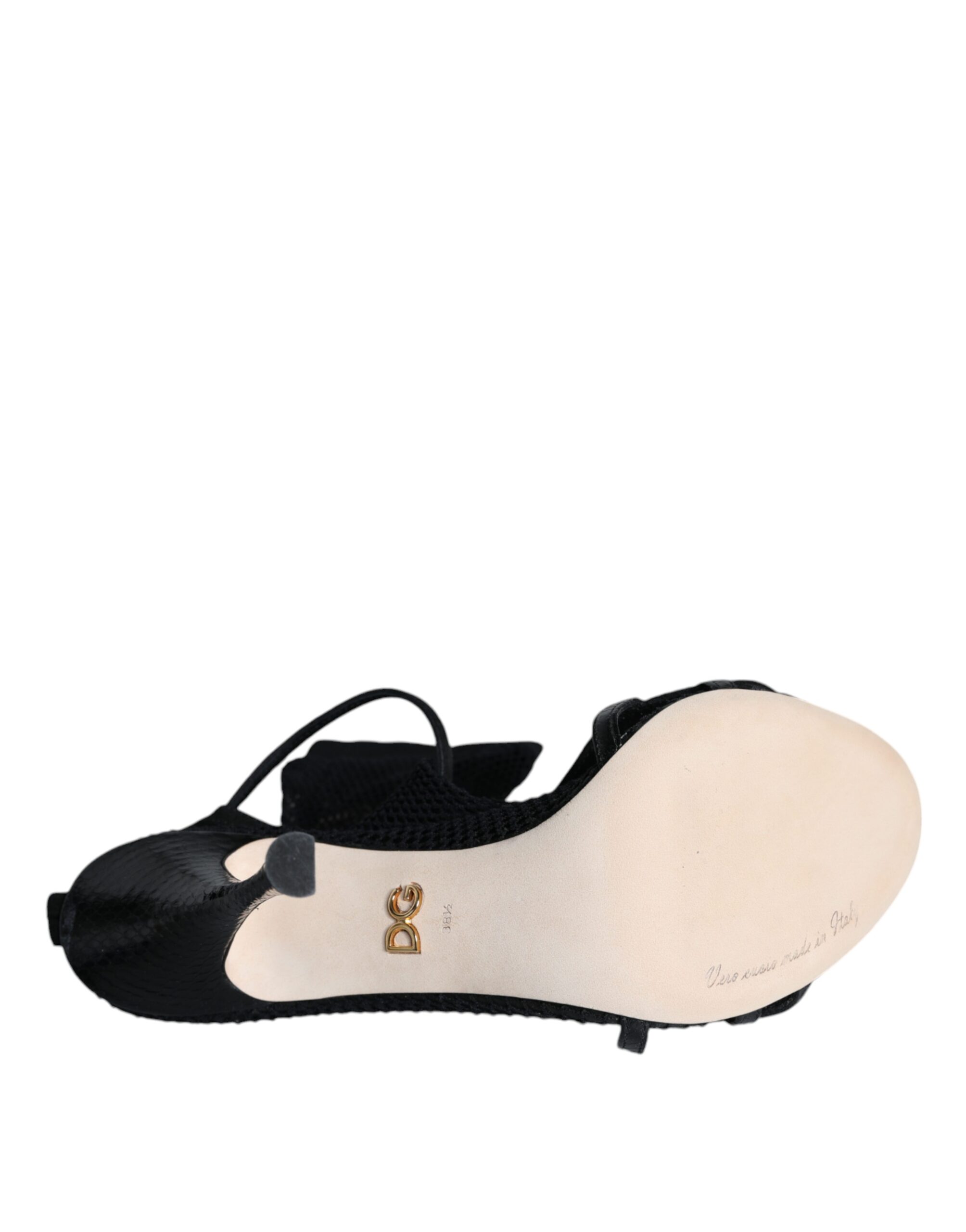 Dolce & Gabbana Black Mesh Stiletto Heels Sandals Shoes - Image 7