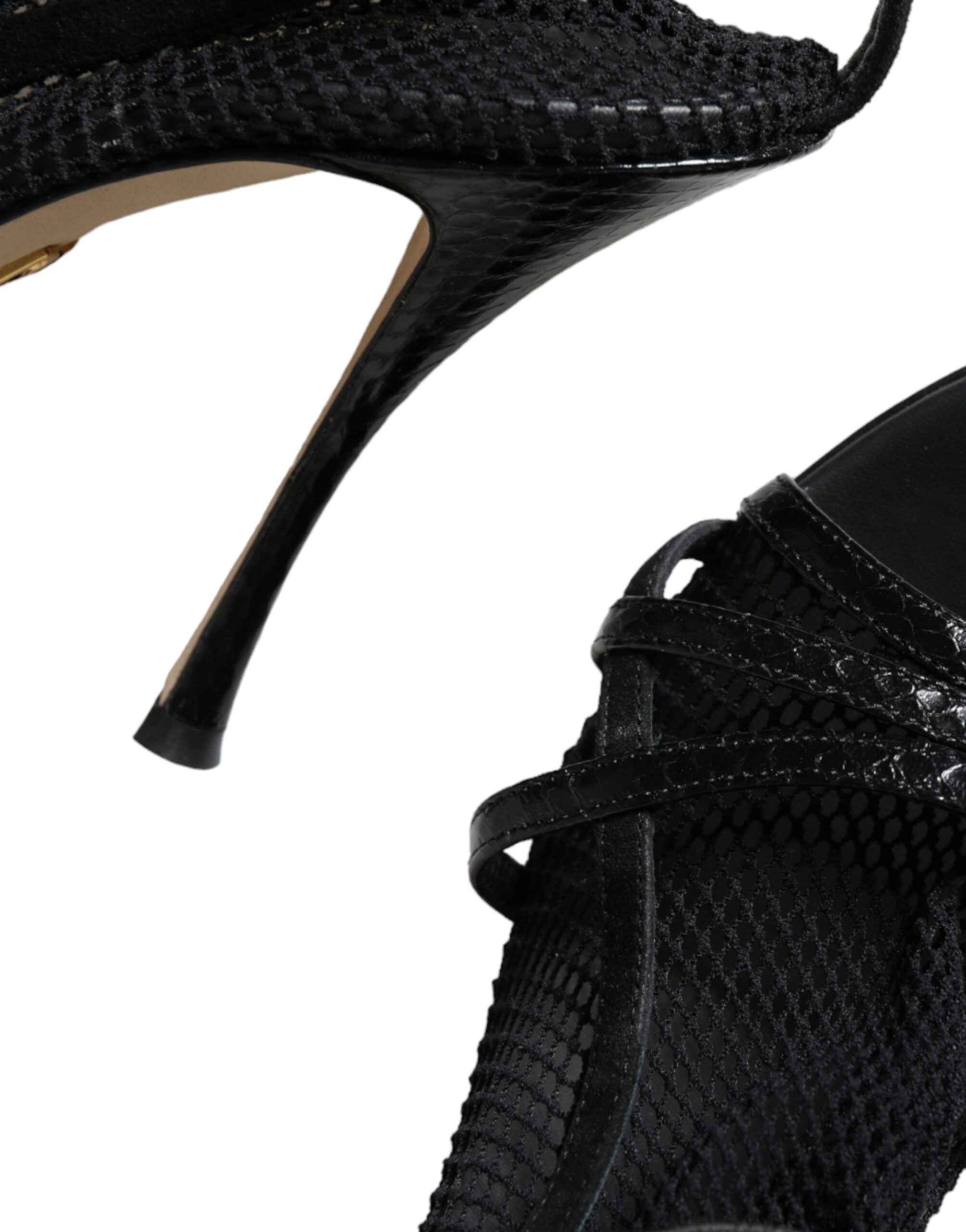 Dolce & Gabbana Black Mesh Stiletto Heels Sandals Shoes - Image 8