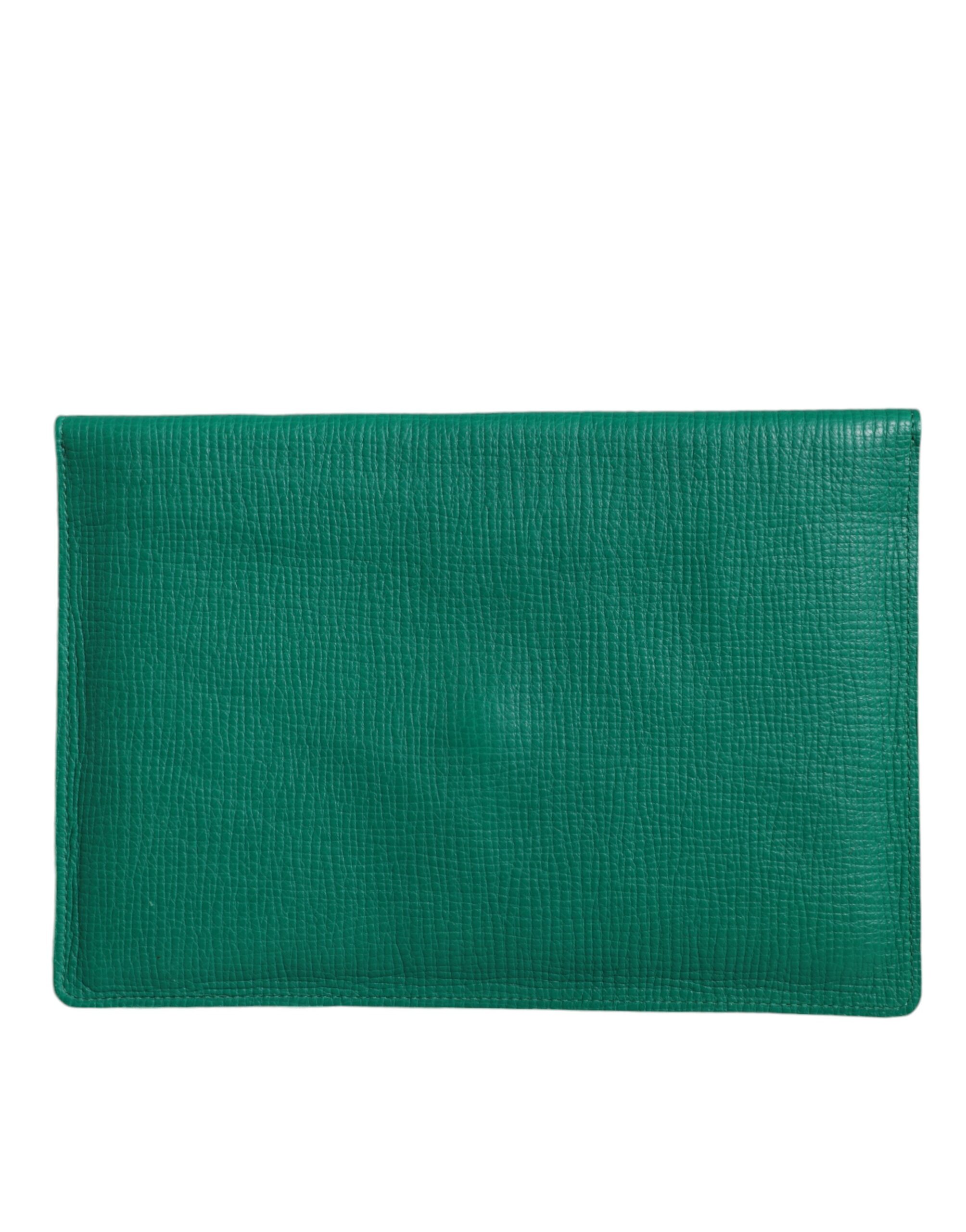 Dolce & Gabbana Green Leather Handbag Clutch Mini Purse Pouch Tablet Case - Image 3