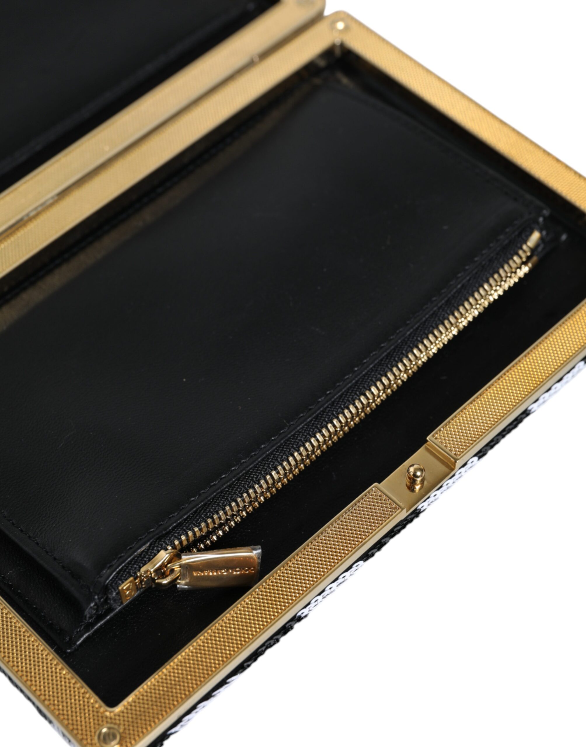 Dolce & Gabbana Black White Gold Frame Clutch Evening Party Purse Bag - Image 6
