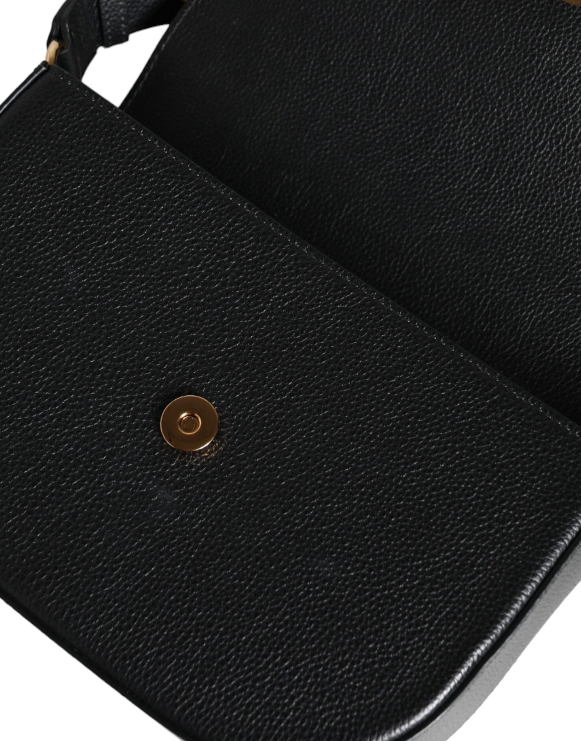 Versace Black Grainy Calf Leather Logo Crossbody Shoulder Bag - Image 4