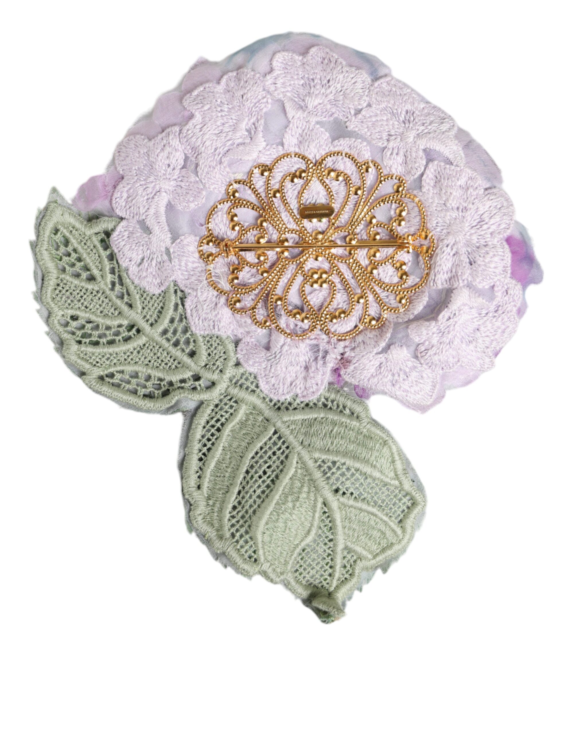 Dolce & Gabbana Multicolor Hydrangea Gold Brass Pin Brooch - Image 2