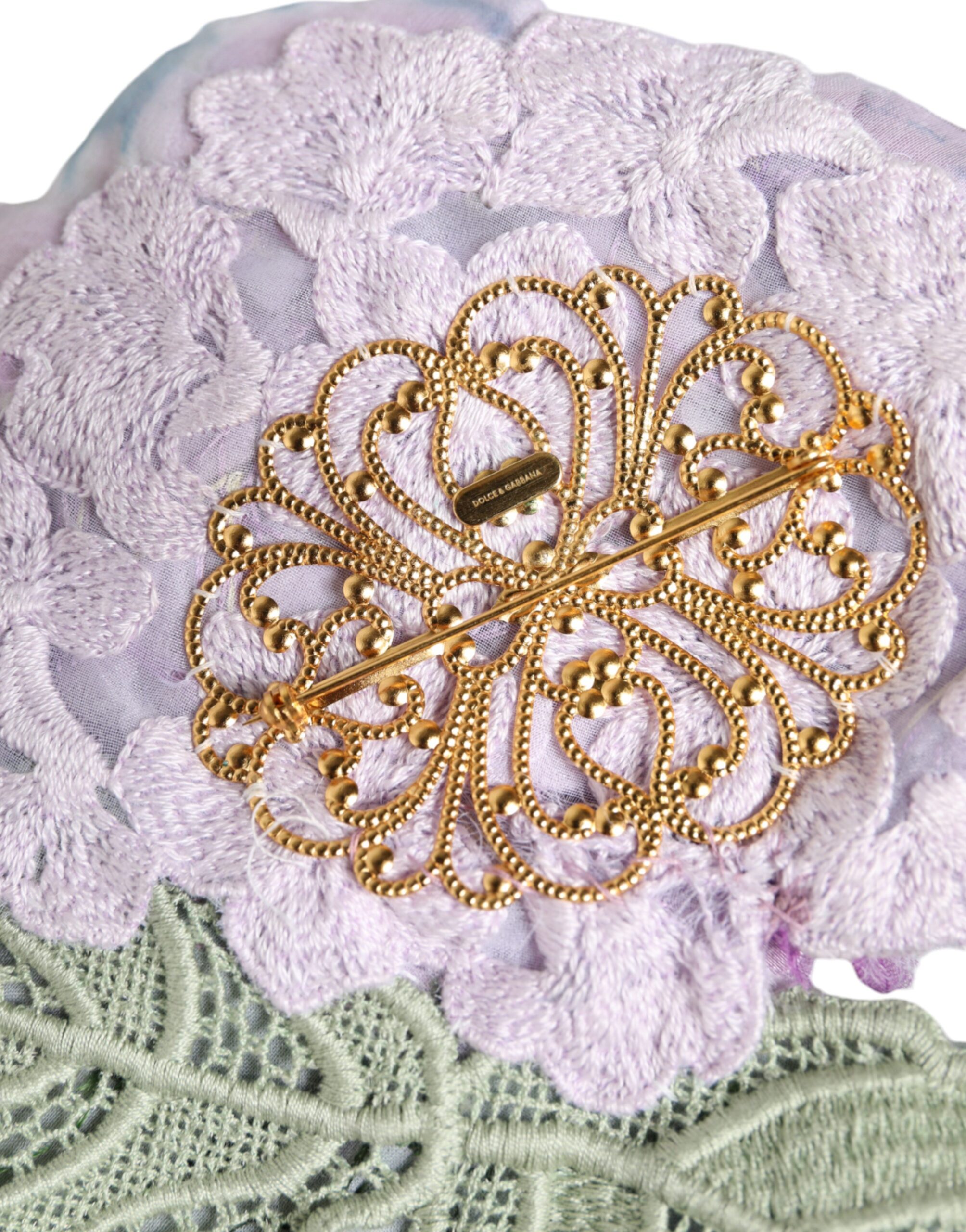 Dolce & Gabbana Multicolor Hydrangea Gold Brass Pin Brooch - Image 3