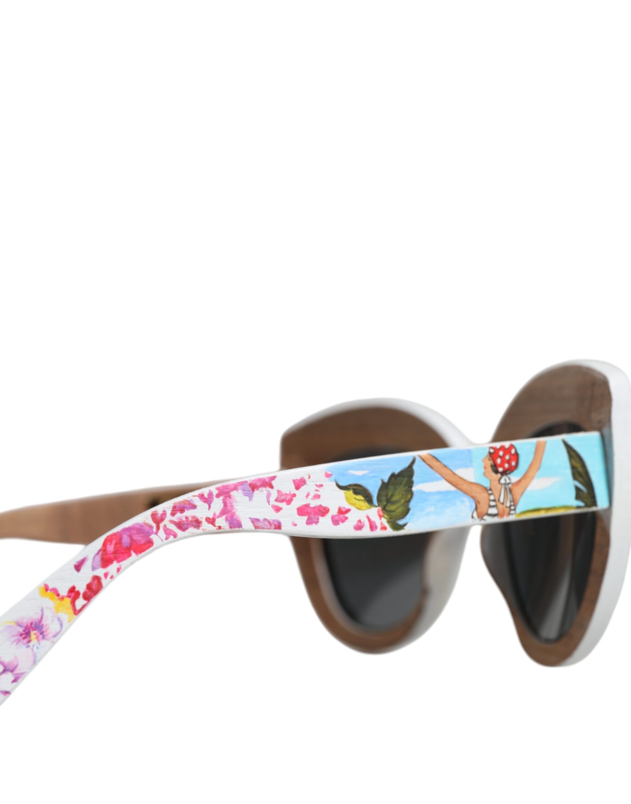 Dolce & Gabbana Multicolor Wood Crystal Brass Frame Floral Hand Paint Sunglasses - Image 8
