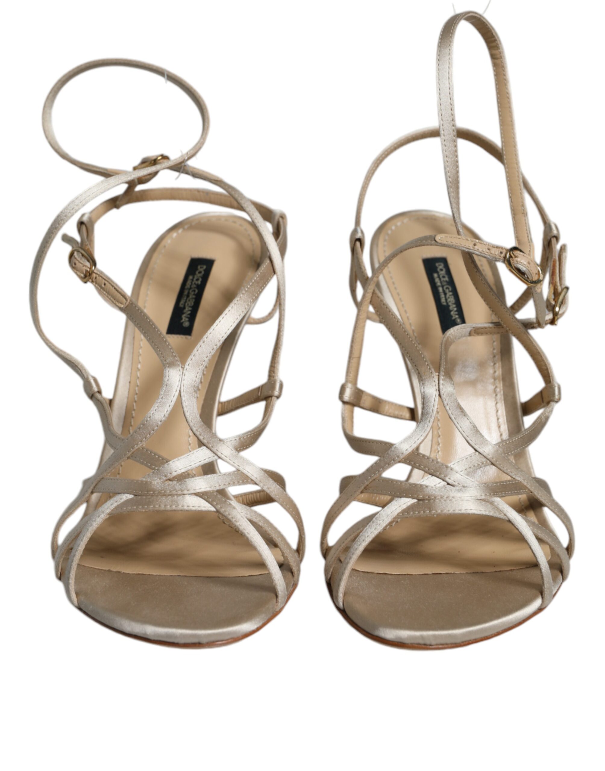 Dolce & Gabbana Beige Leather Stiletto Heels Sandals Shoes - Image 2