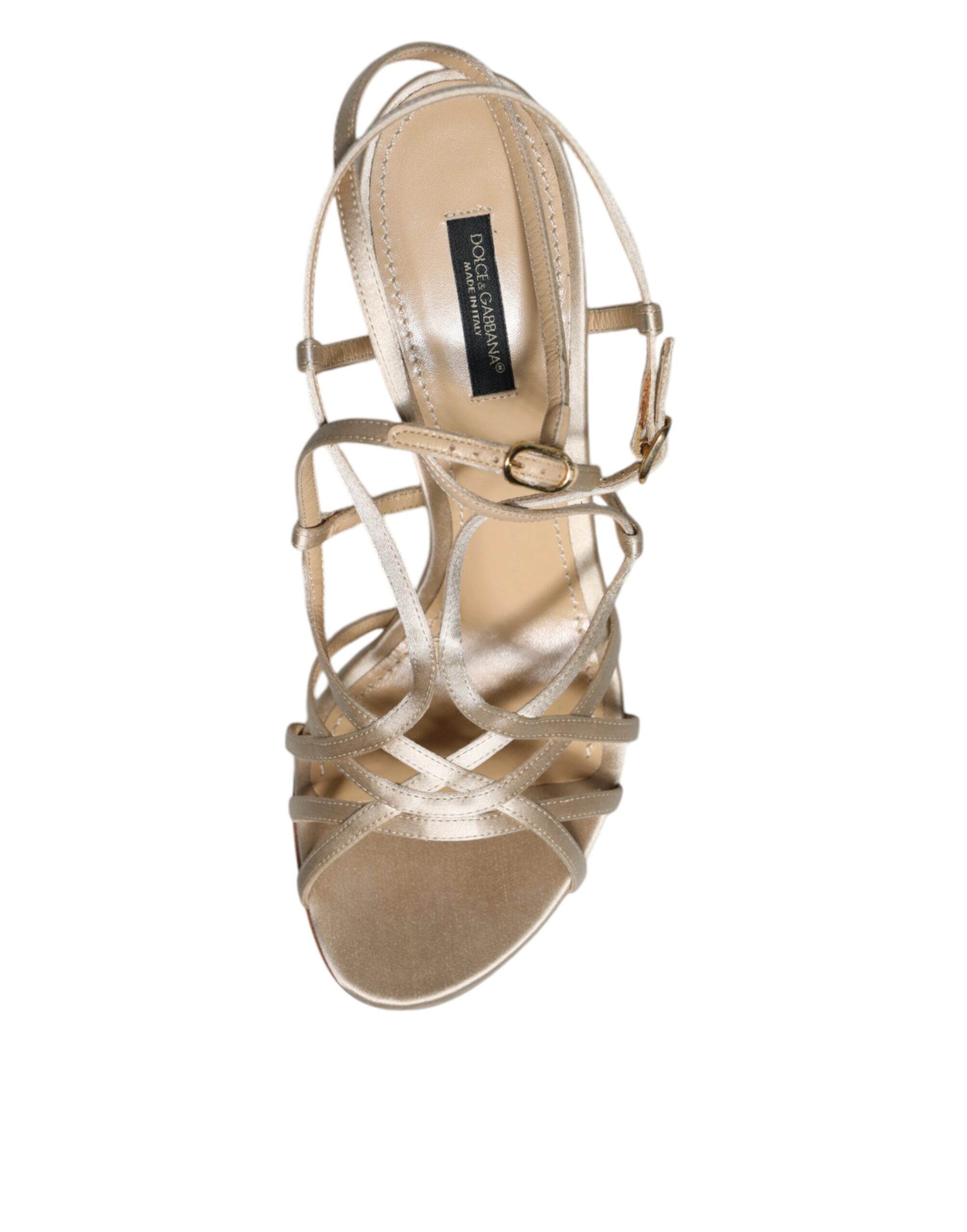 Dolce & Gabbana Beige Leather Stiletto Heels Sandals Shoes - Image 6