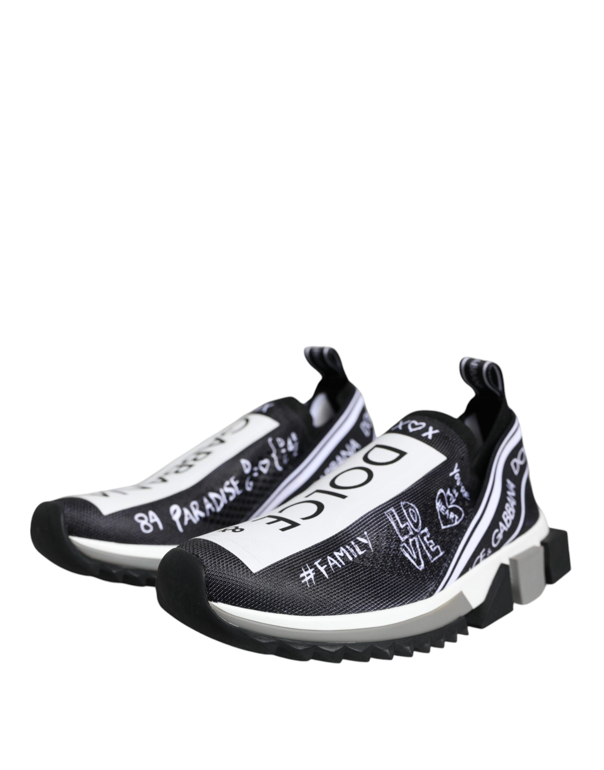 Dolce & Gabbana Black White Sorrento Low Top Sneakers Shoes - Image 3