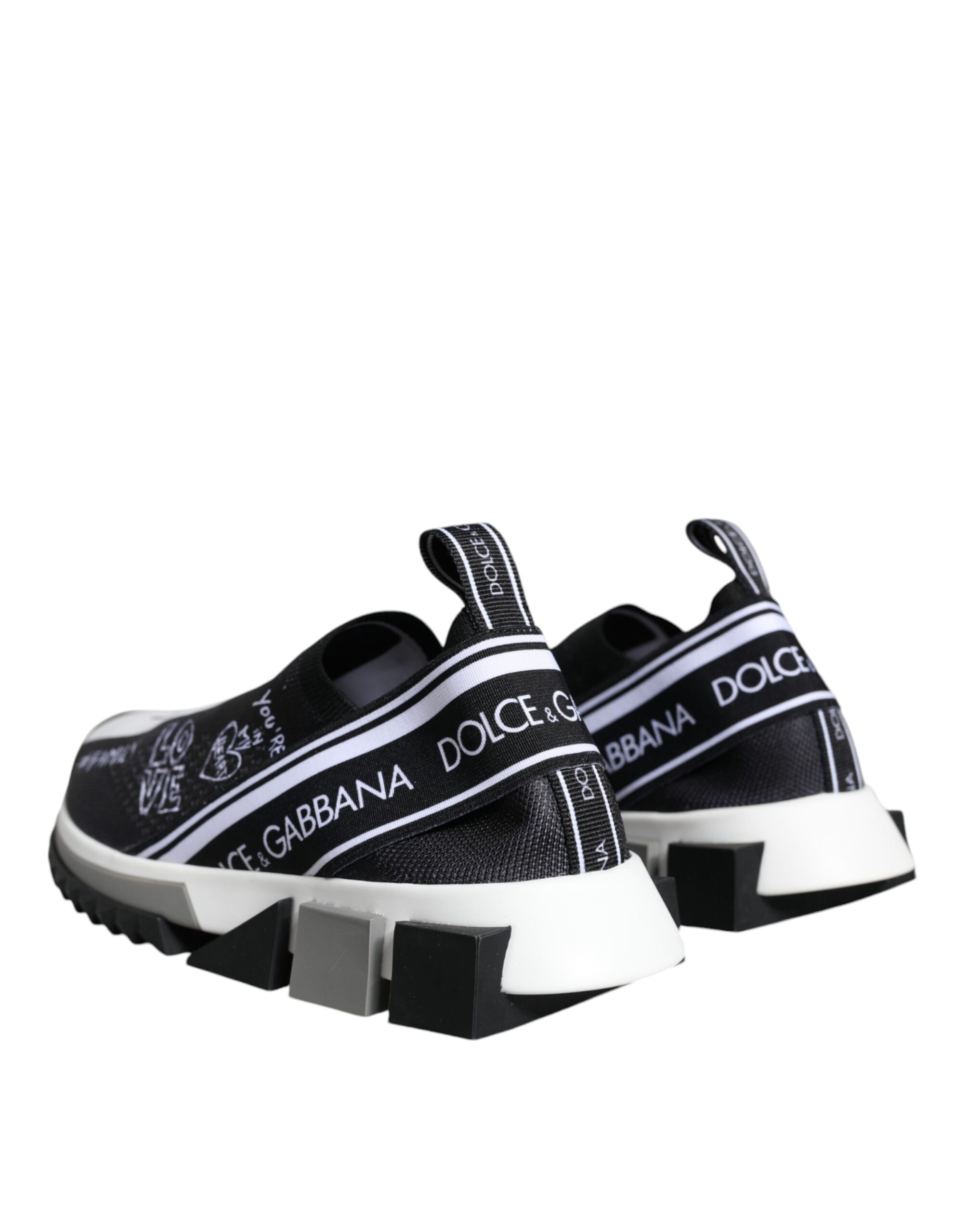 Dolce & Gabbana Black White Sorrento Low Top Sneakers Shoes - Image 4