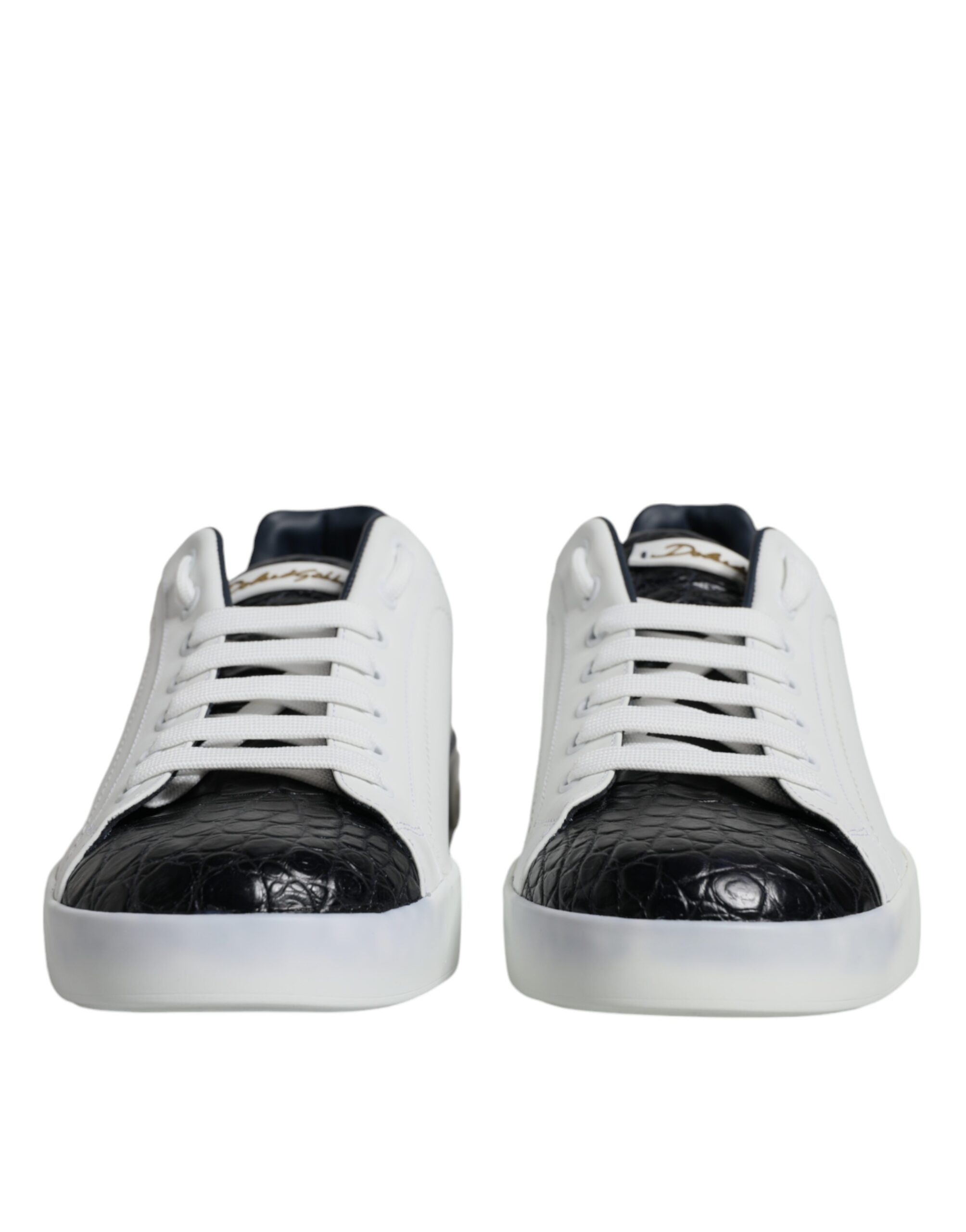 Dolce & Gabbana White Leather Logo Portofino Sneaker Shoes - Image 2