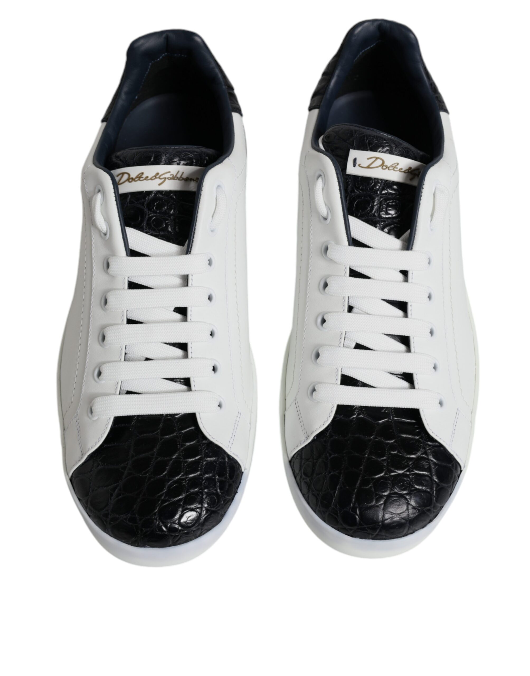 Dolce & Gabbana White Leather Logo Portofino Sneaker Shoes - Image 3