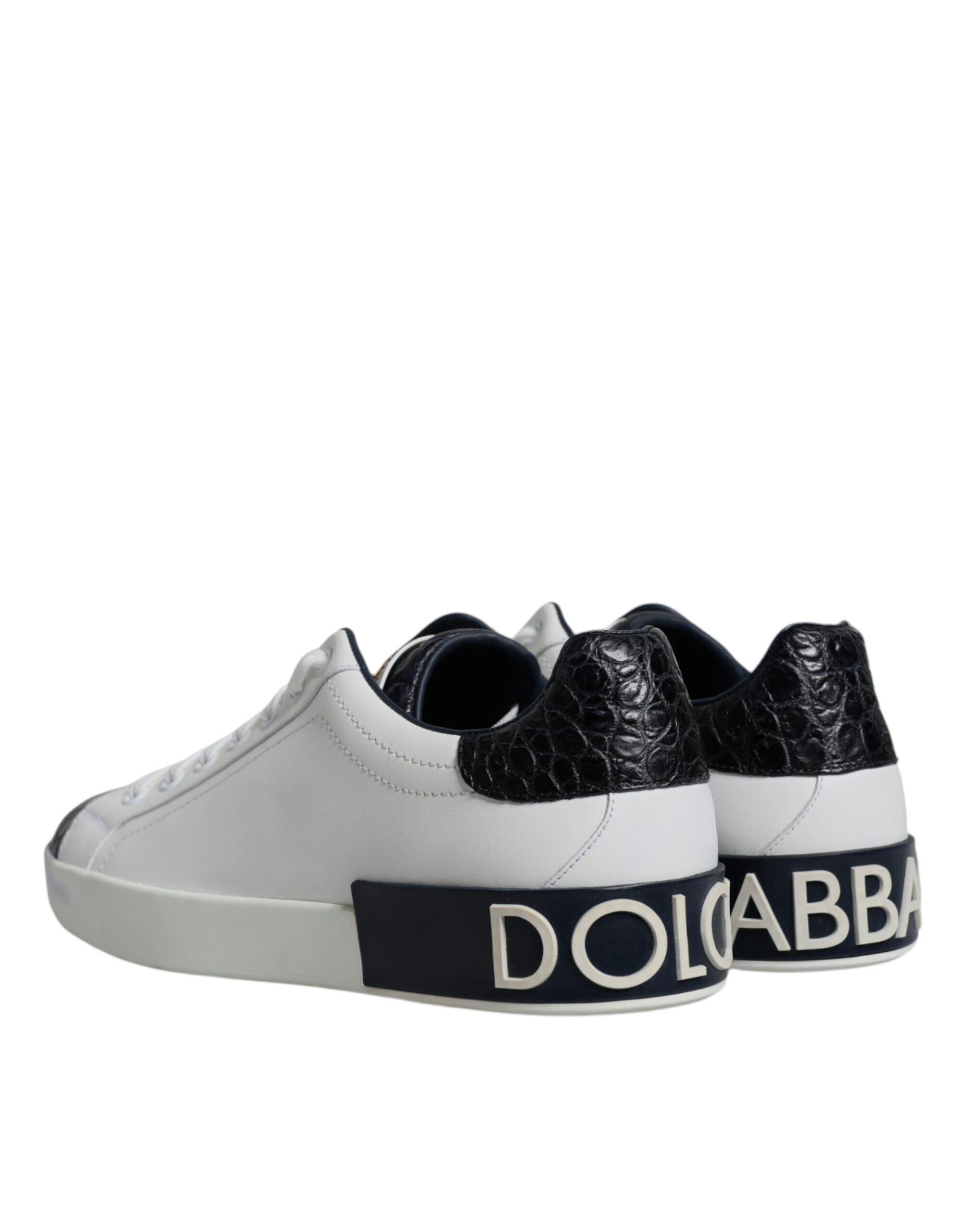 Dolce & Gabbana White Leather Logo Portofino Sneaker Shoes - Image 5