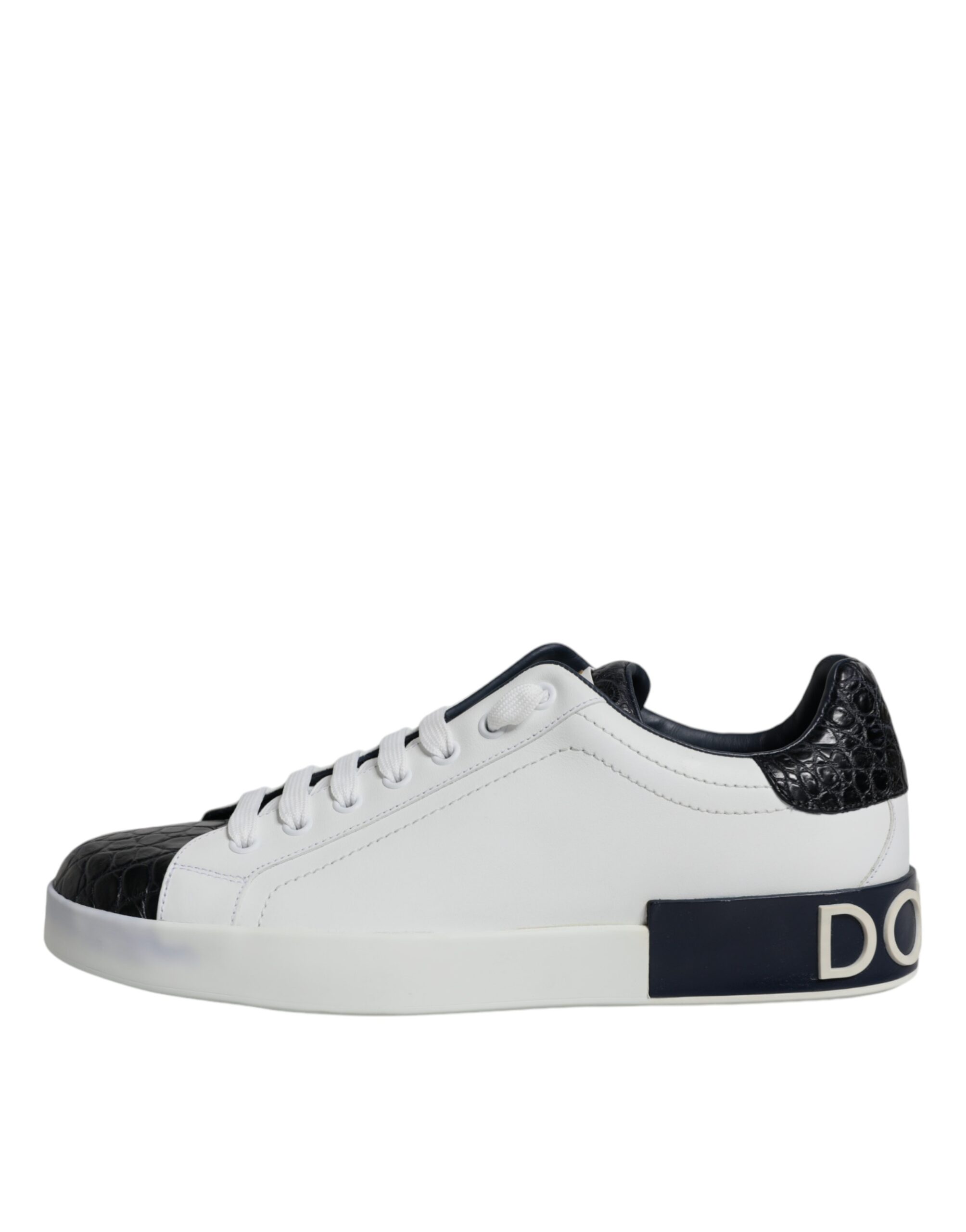 Dolce & Gabbana White Leather Logo Portofino Sneaker Shoes - Image 6