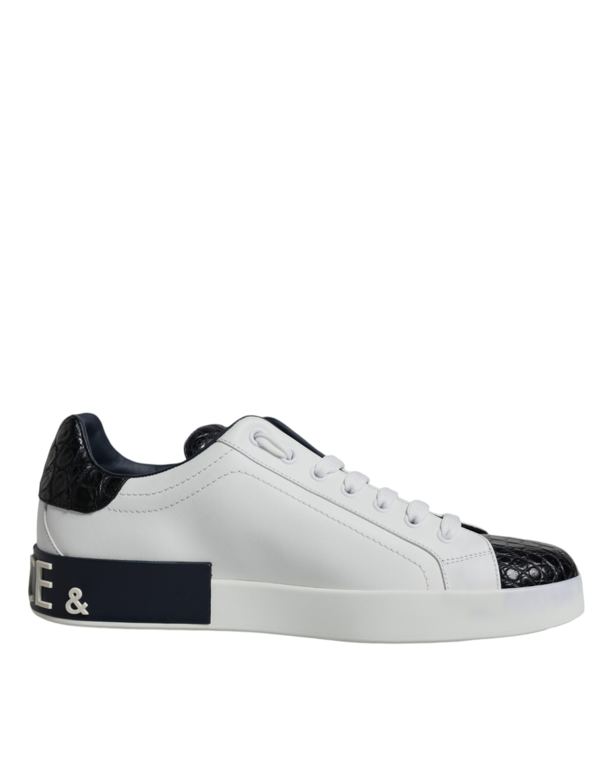 Dolce & Gabbana White Leather Logo Portofino Sneaker Shoes - Image 7