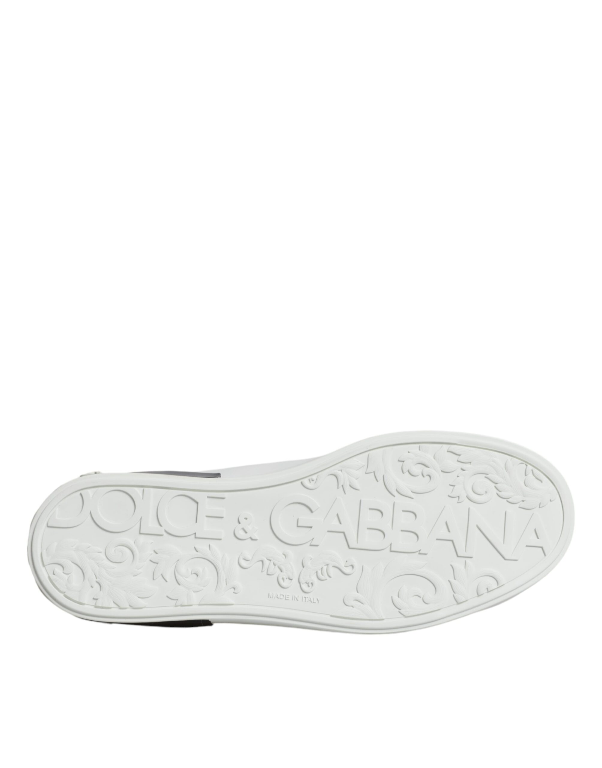 Dolce & Gabbana White Leather Logo Portofino Sneaker Shoes - Image 8