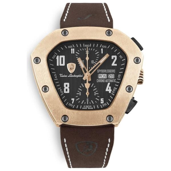 Lamborghini Black Leather Dress Watch