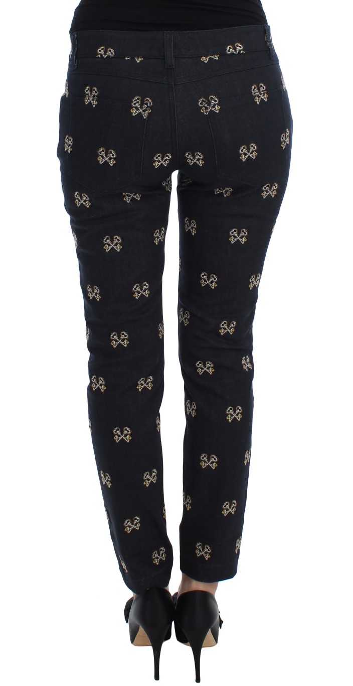 Dolce & Gabbana Blue Key Embroidered Slim Fit KATE Jeans - Image 3