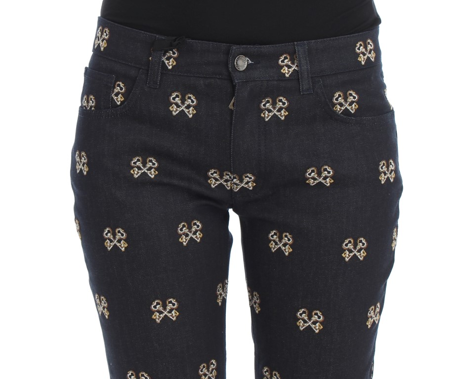 Dolce & Gabbana Blue Key Embroidered Slim Fit KATE Jeans - Image 5