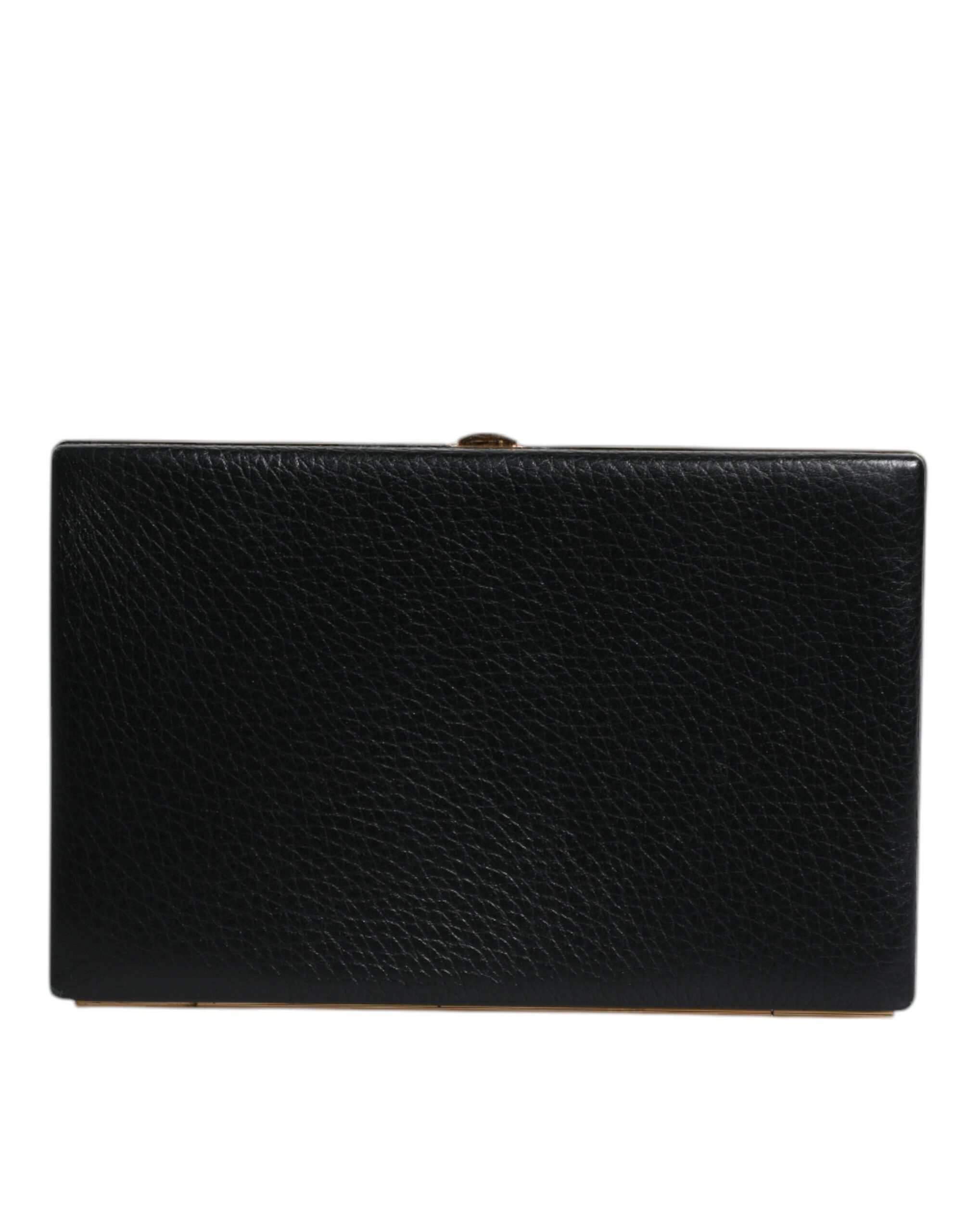 Dolce & Gabbana Black Leather Gold Frame Clutch Evening Party Purse Bag - Image 2