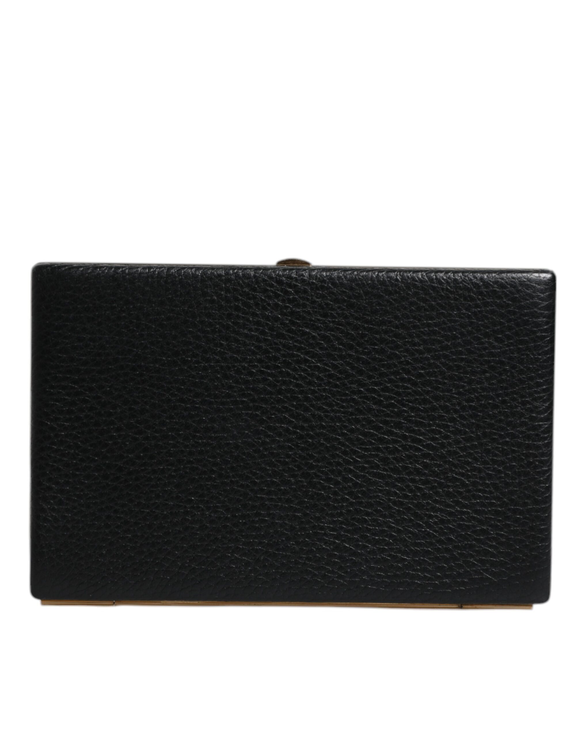 Dolce & Gabbana Black Leather Gold Frame Clutch Evening Party Purse Bag - Image 4