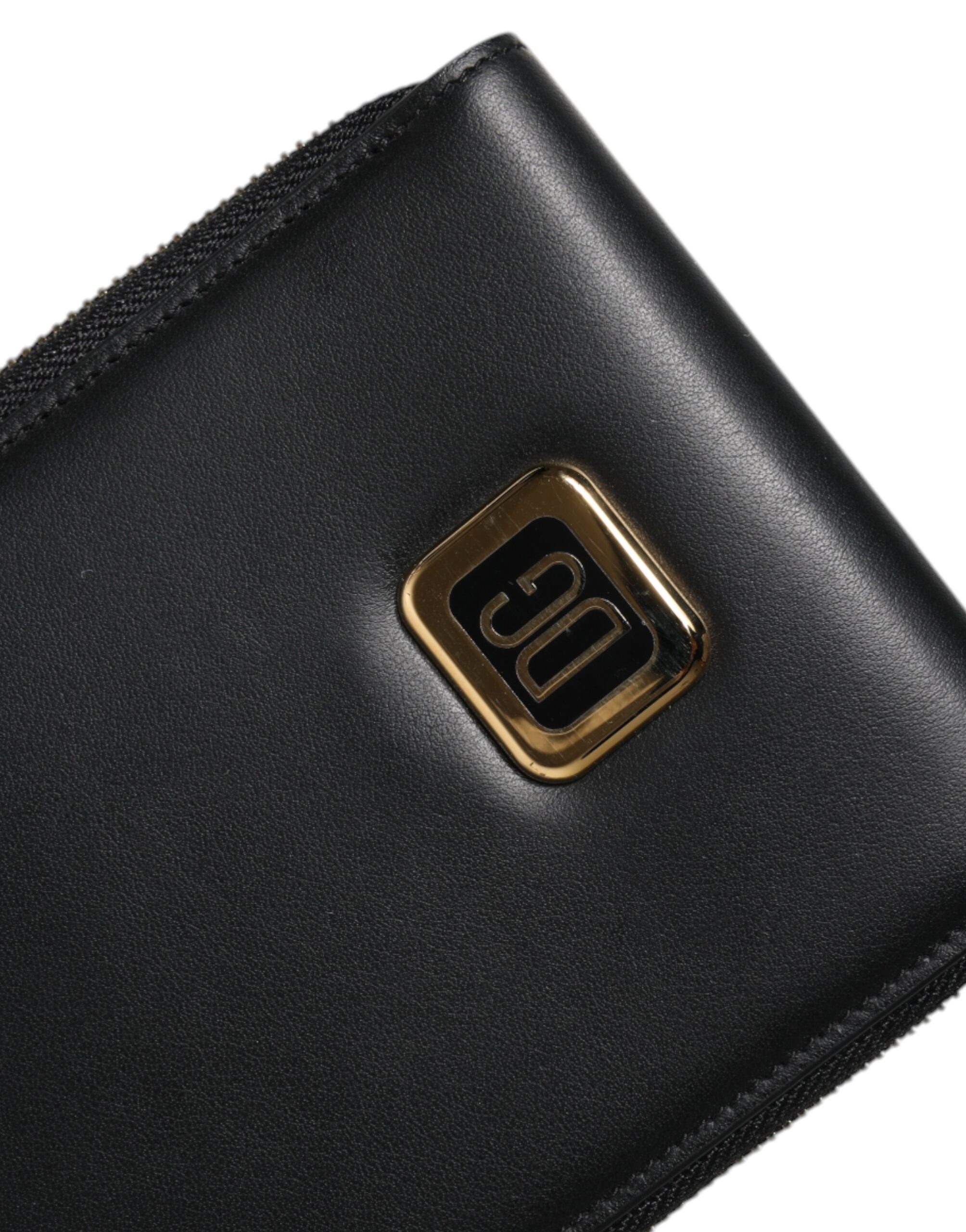 Dolce & Gabbana Black Leather Logo Plaque Neck Strap Card Coin Wallet - Image 6
