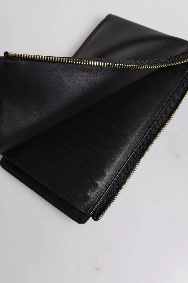 Dolce & Gabbana Black Leather Logo Plaque Neck Strap Card Coin Wallet - Image 7