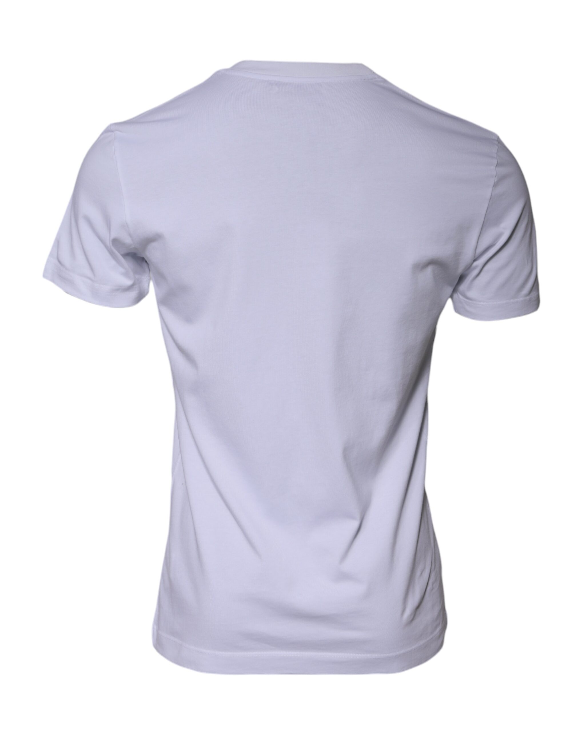 Dolce & Gabbana White Logo Print Cotton Crew Neck T-shirt - Image 3