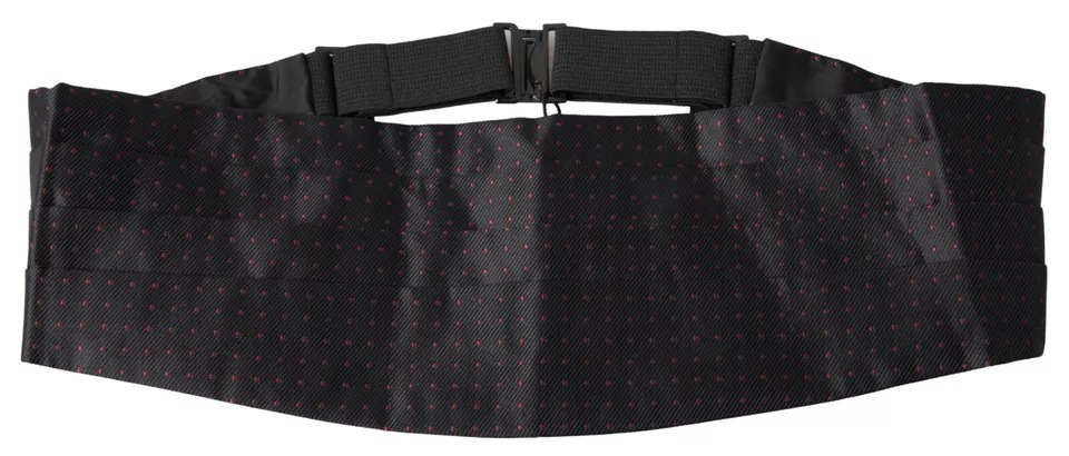 Dolce & Gabbana Black Silk Dotted Waist Tuxedo Belt Cummerbund - Image 2