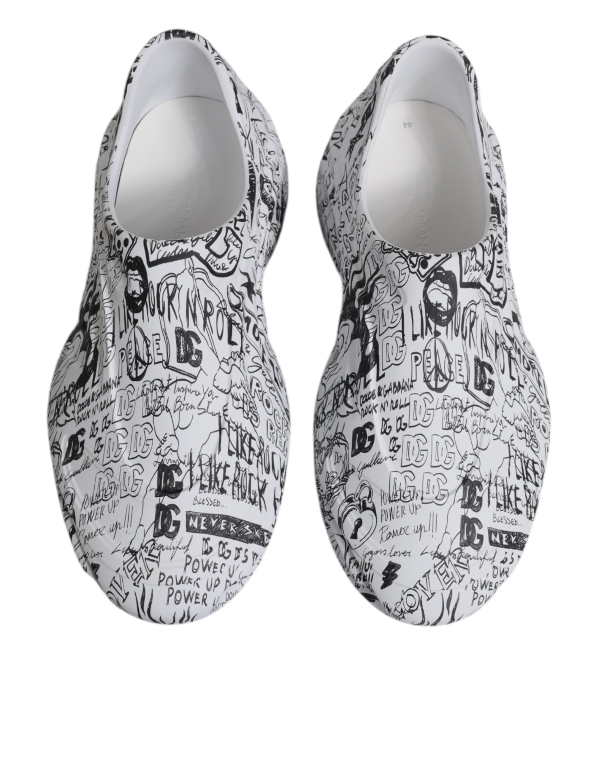Dolce & Gabbana White Black Graffiti Daymaster Sneakers Shoes - Image 3