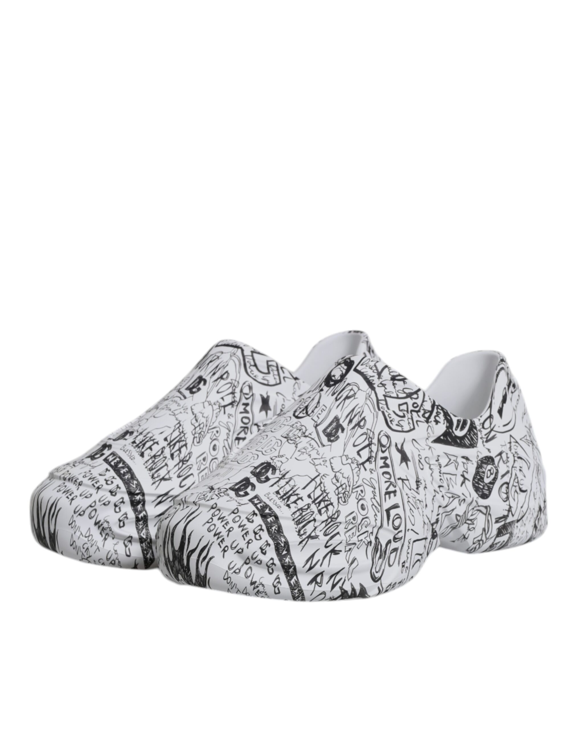 Dolce & Gabbana White Black Graffiti Daymaster Sneakers Shoes - Image 4